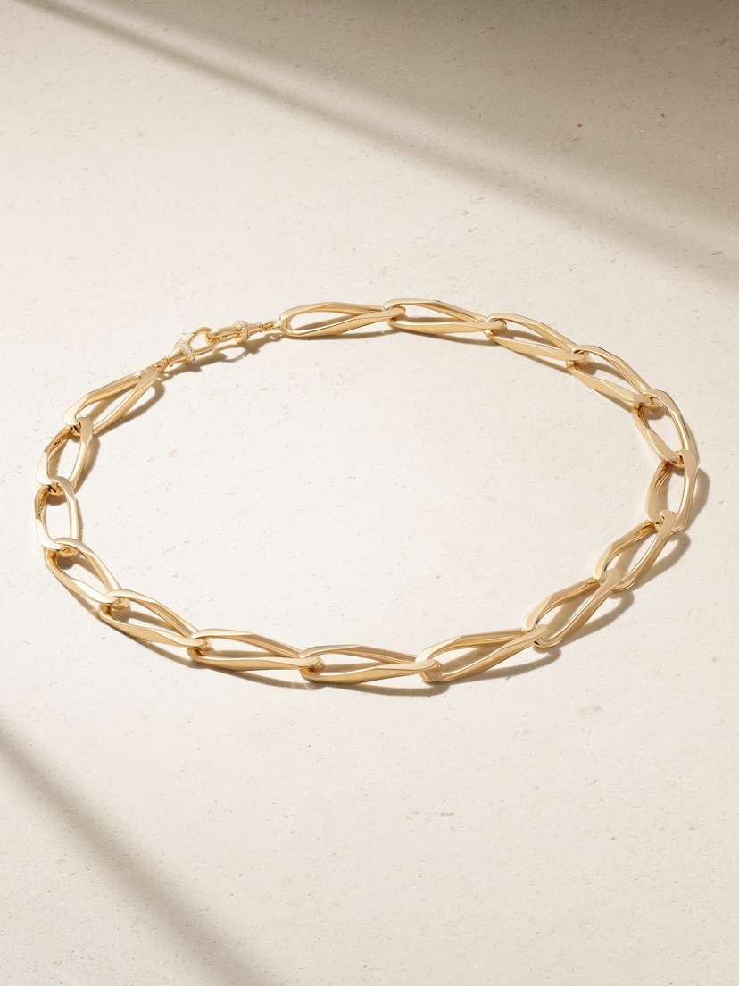 Marie Lichtenberg Gourmette 18-karat Gold Diamond Necklace