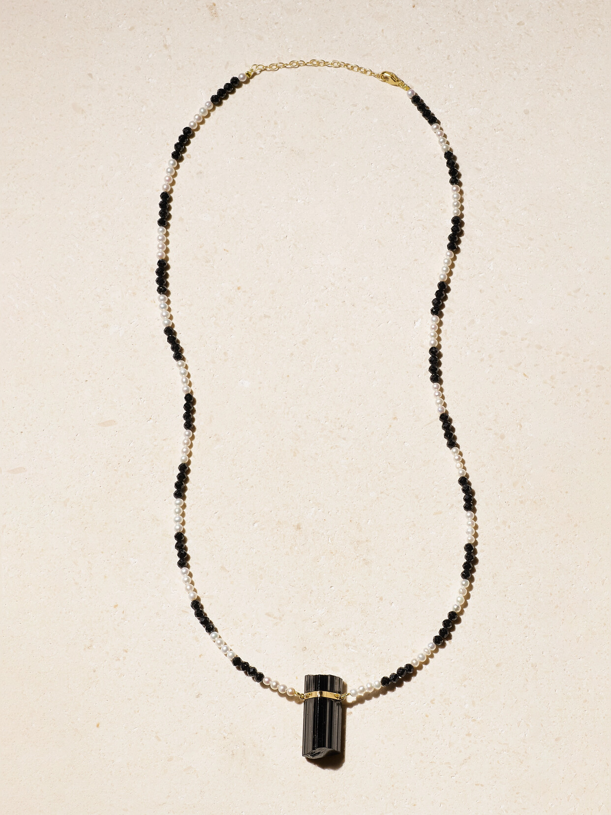 JIA JIA - Gold, Pearl And Tourmaline Necklace - Black