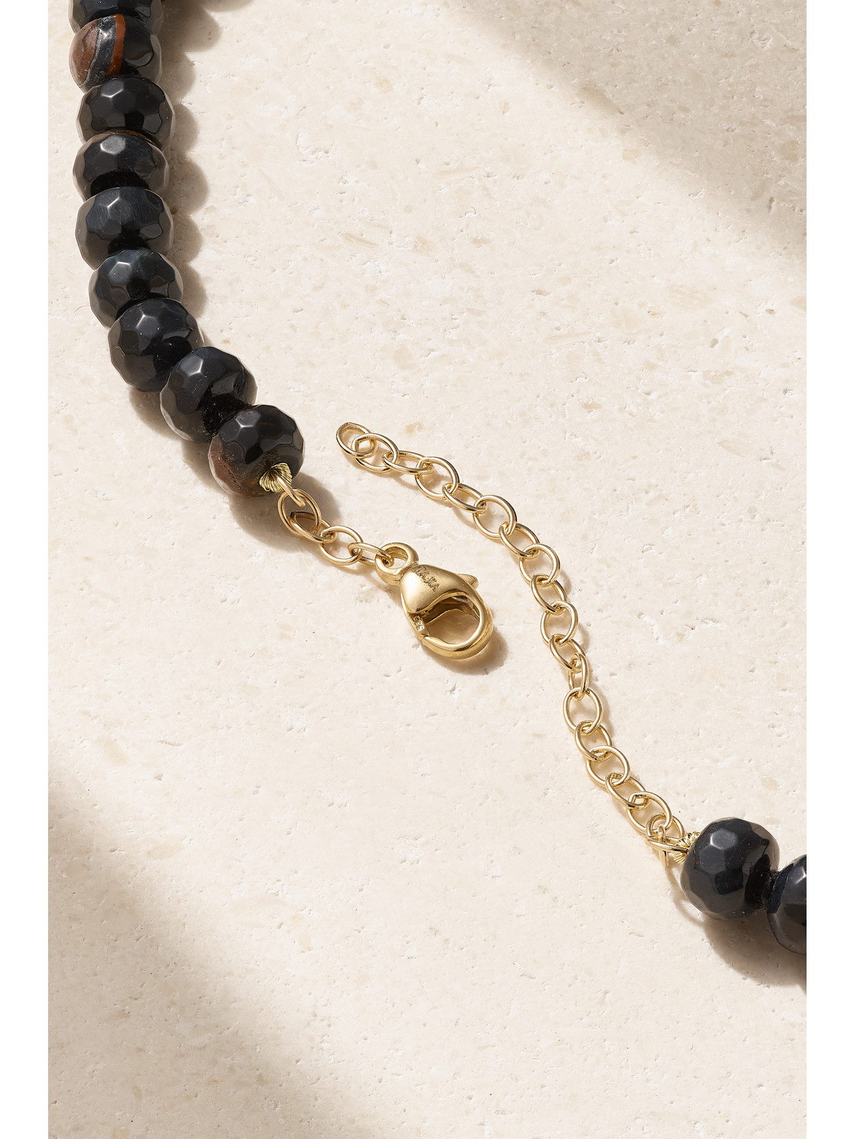 Jia Jia 14-karat Gold, Tigers Eye And Quartz Necklace In Black