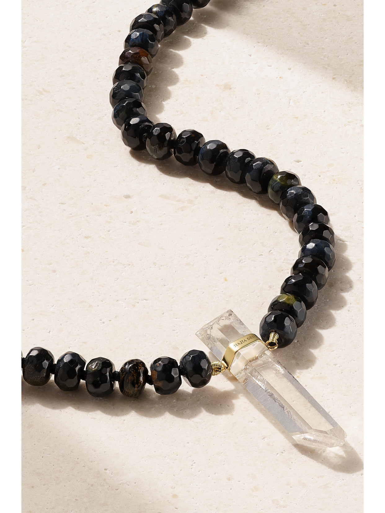 Jia Jia 14-karat Gold, Tigers Eye And Quartz Necklace In Black