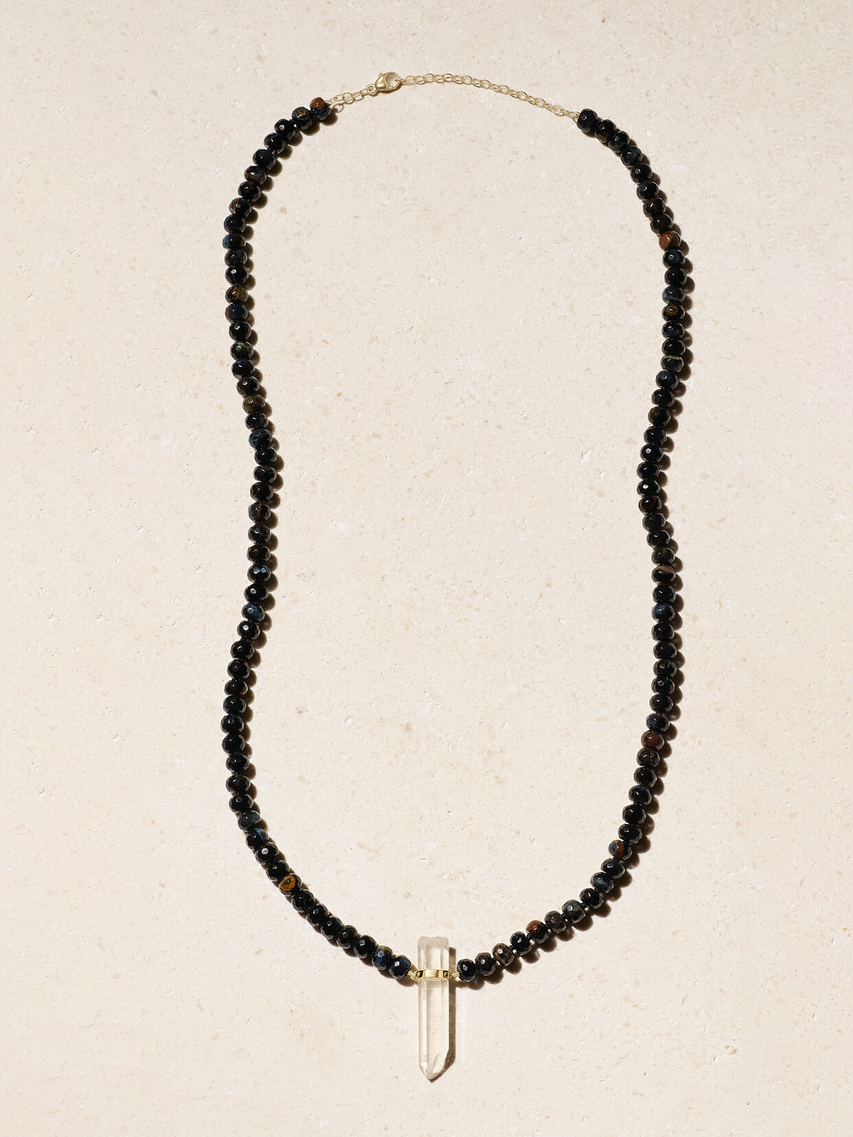 Jia Jia 14-karat Gold, Tigers Eye And Quartz Necklace In Black