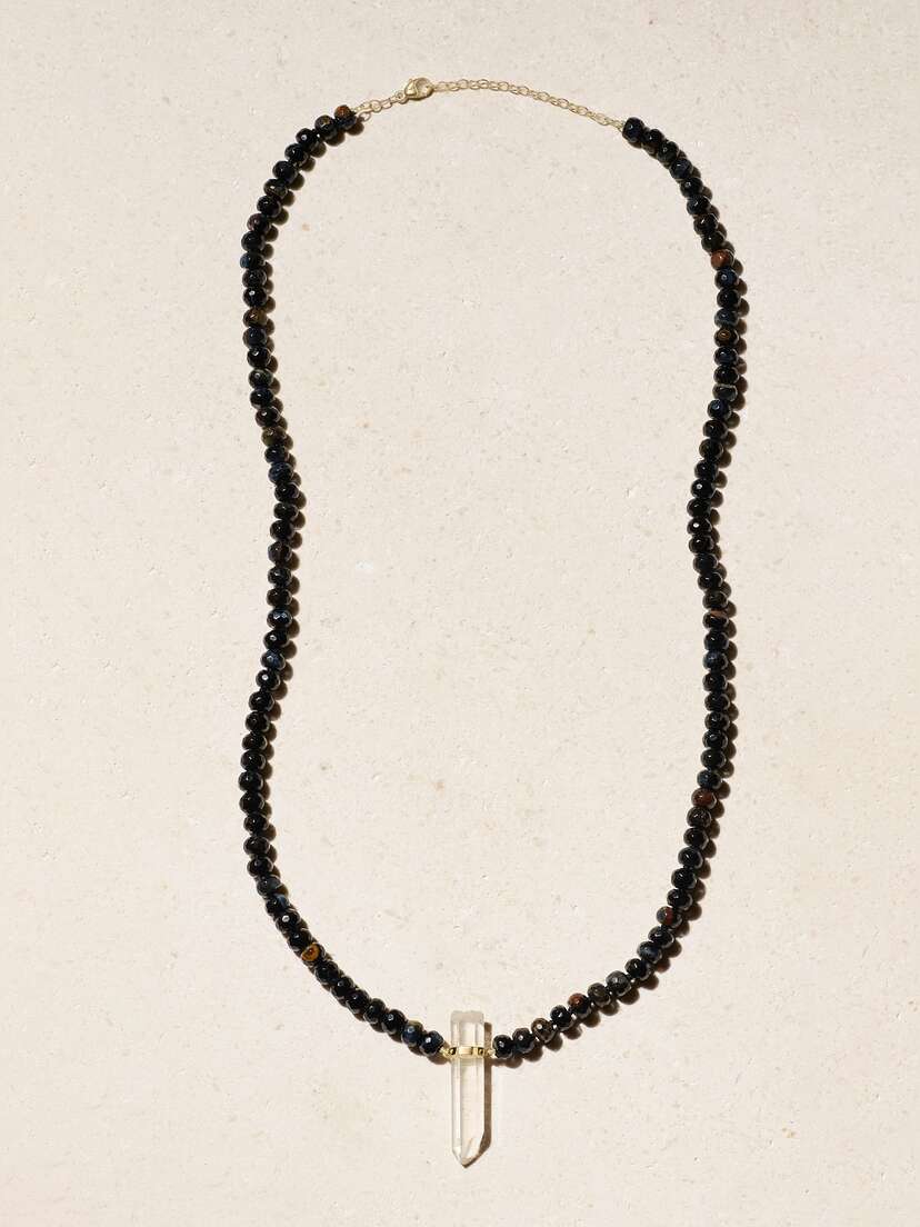 JIA JIA 14-karat Gold, Tigers Eye And Quartz Necklace