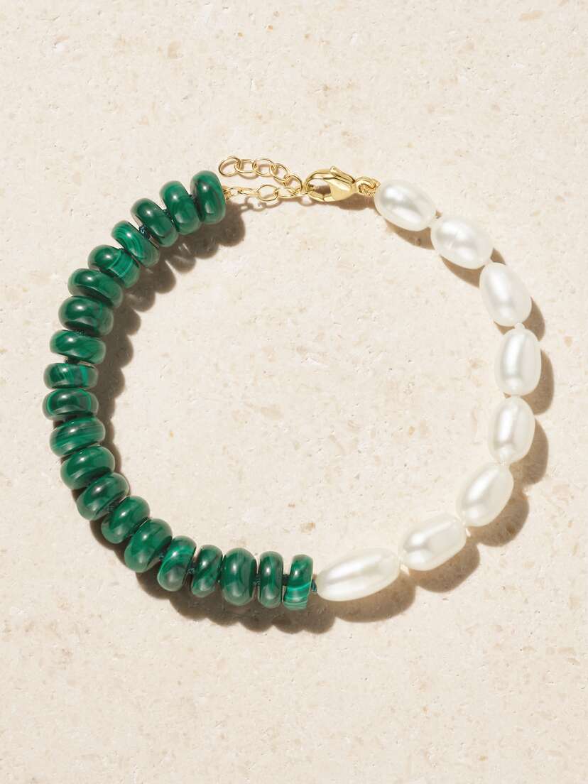 JIA JIA 14-karat Gold, Malachite And Pearl Bracelet
