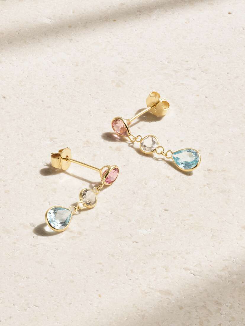 JIA JIA 14-karat Gold, Sapphire And Topaz Earrings