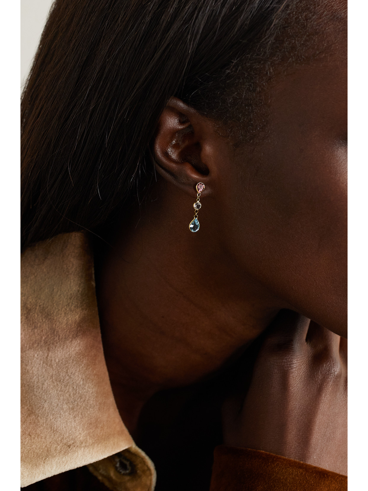 Jia Jia 14-karat Gold, Sapphire And Topaz Earrings In Multi