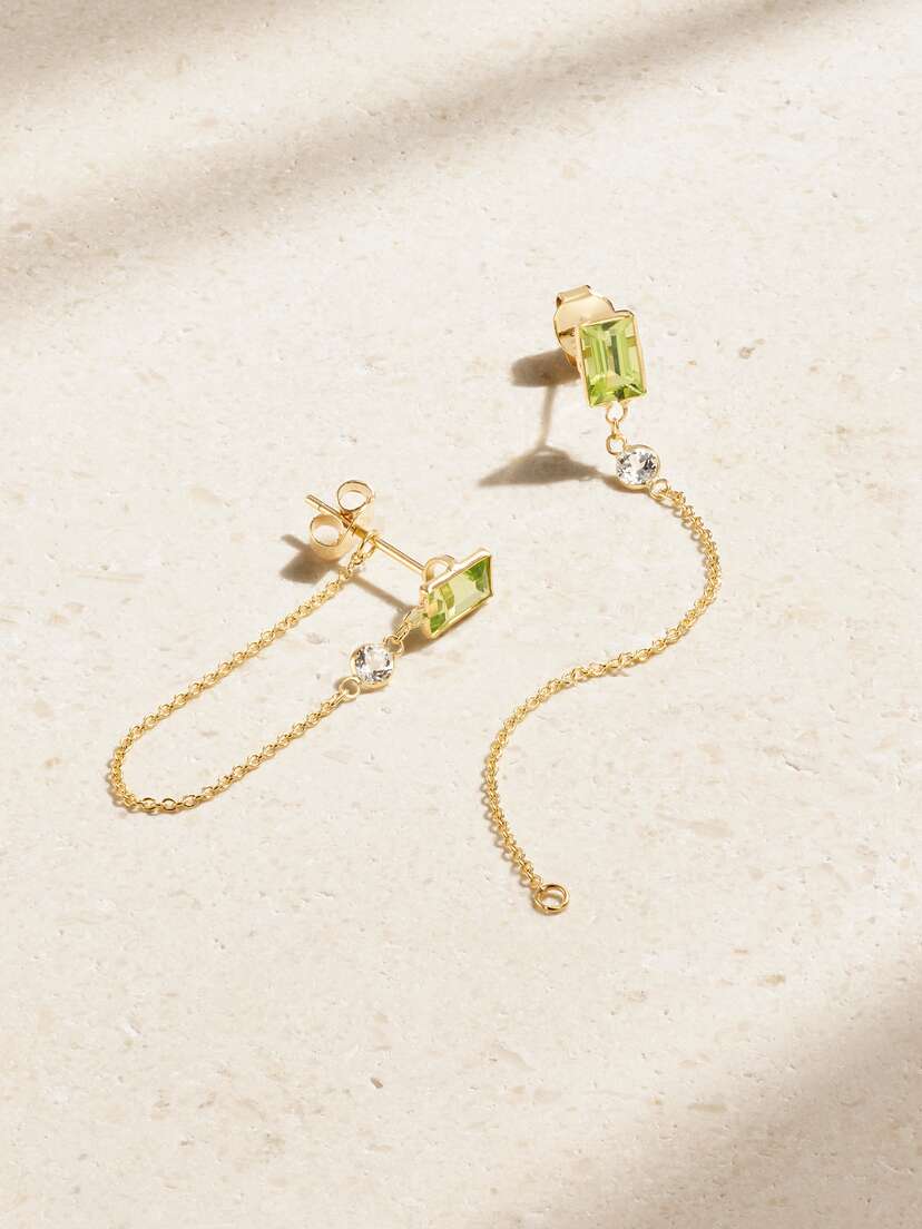 JIA JIA 14-karat Gold, Peridot And Diamond Earrings