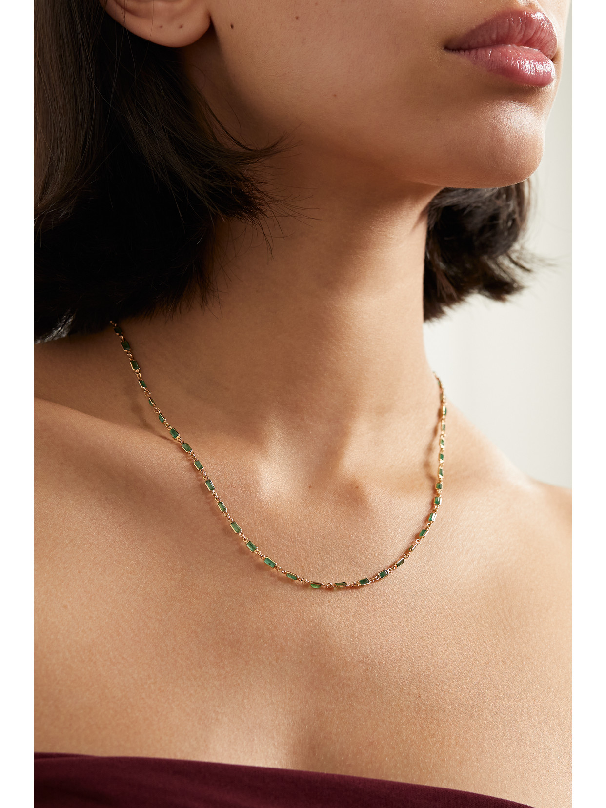 Jia Jia 14- Karat Gold Emerald Necklace In Green