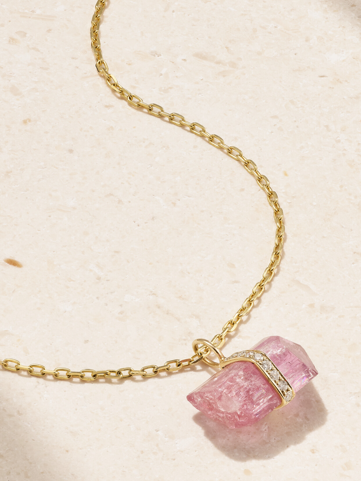 Jia Jia 14-karat Gold, Topaz And Diamond Necklace In Pink