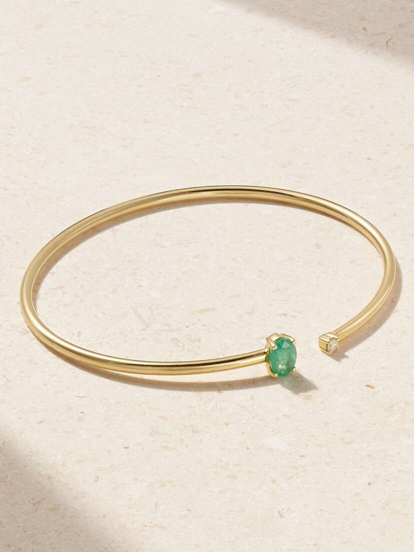 JIA JIA 14-karat Gold, Emerald And Diamond Cuff