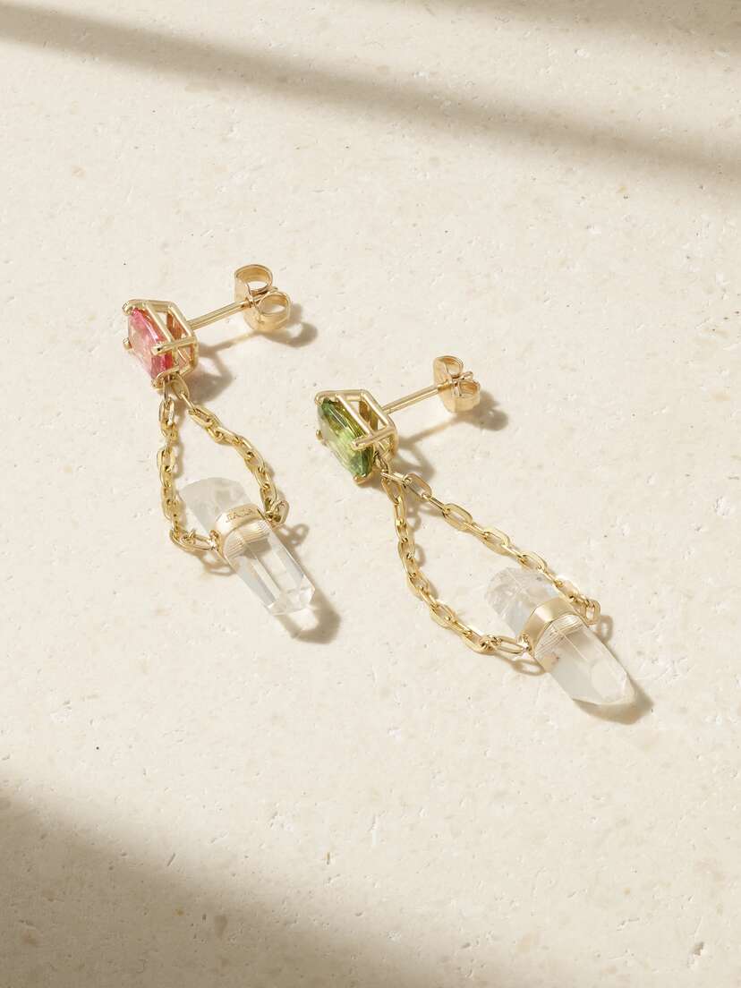 JIA JIA 14-karat Gold, Tourmaline And Crystal Earrings