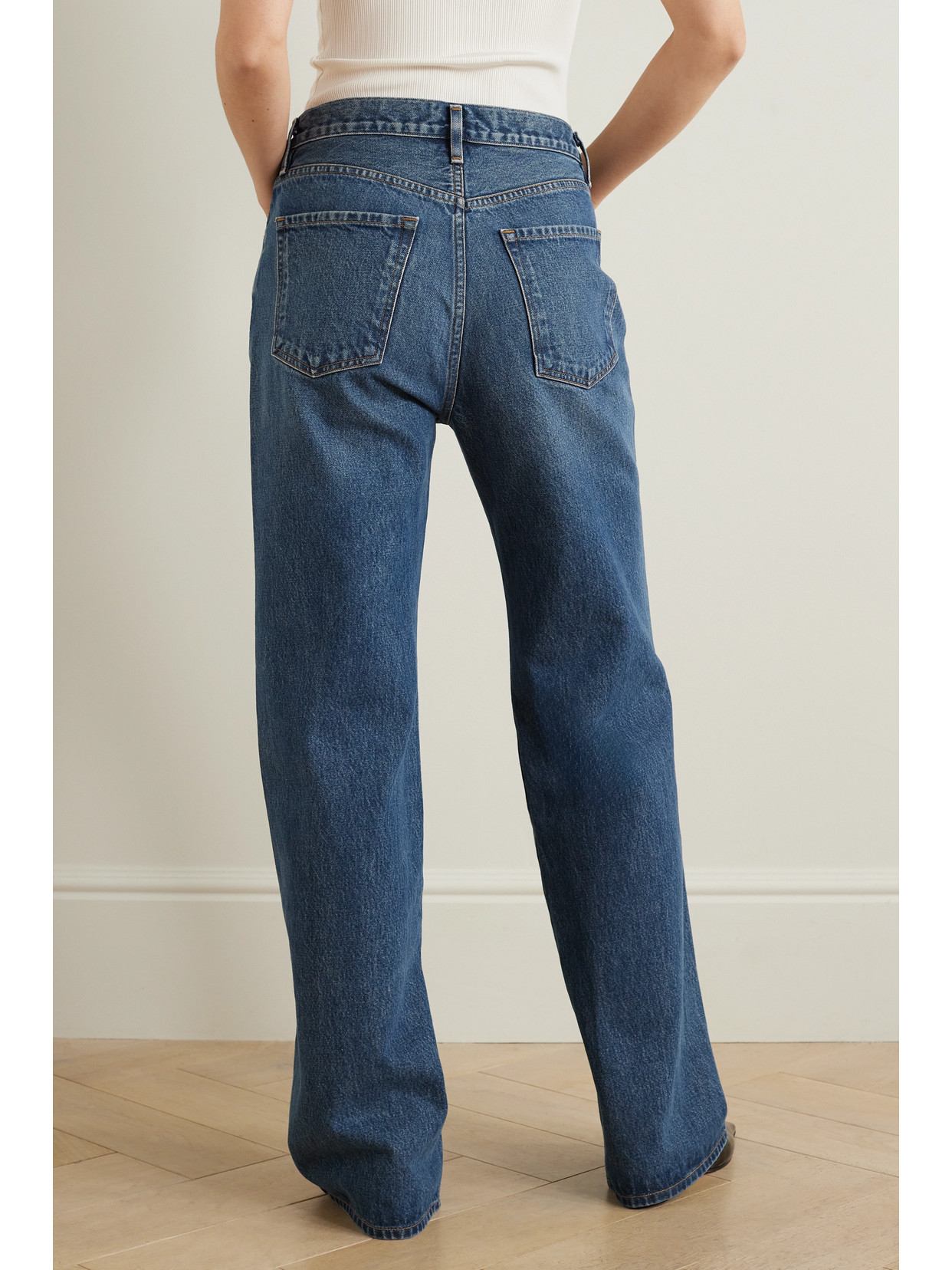 Goldsign The Atticus Jeans Low Slung Wide Trouser In Blue
