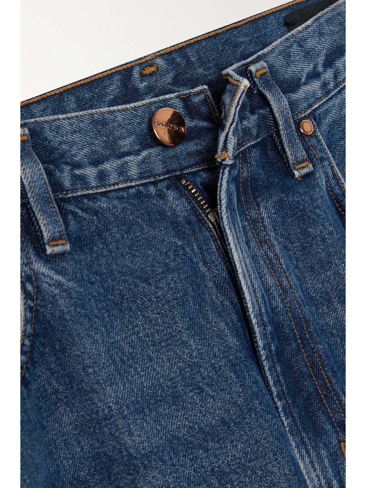 Goldsign The Atticus Jeans Low Slung Wide Trouser In Blue