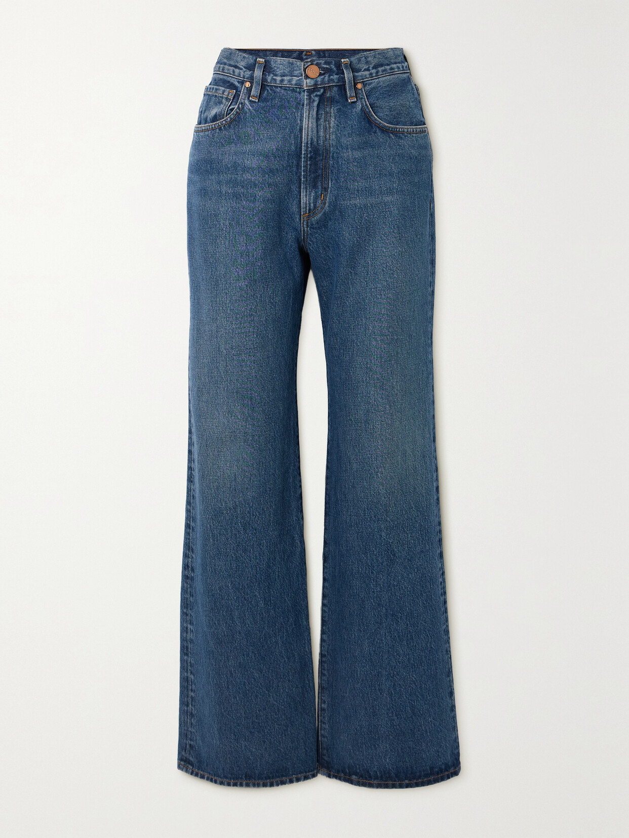 Goldsign The Atticus Jeans Low Slung Wide Trouser In Blue