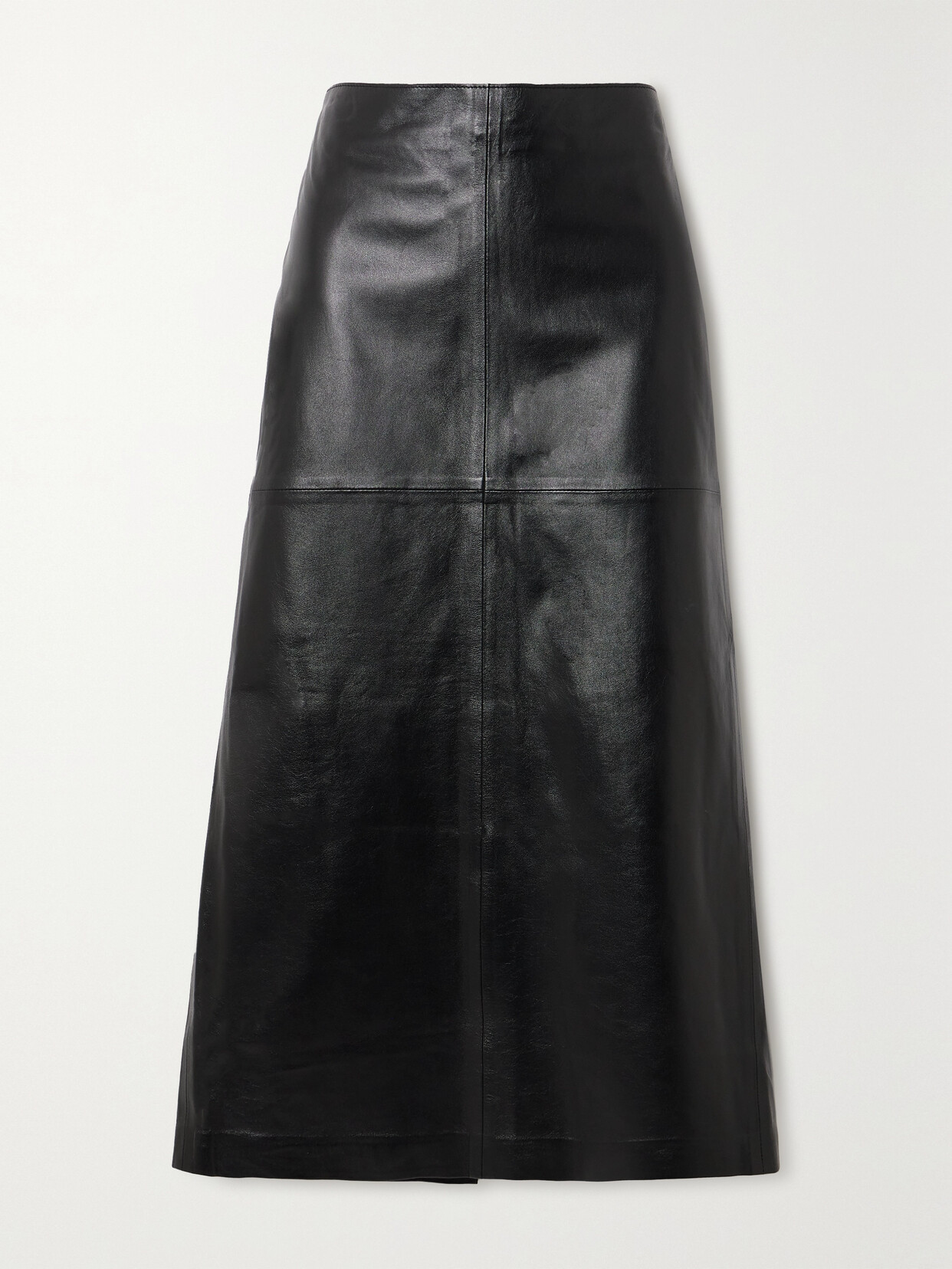 Goldsign The Hikson Paneled Leather Midi Skirt In Black