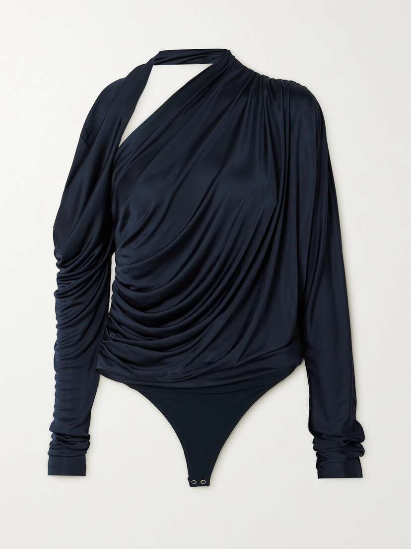 GOLDSIGN The Holden Asymmetric Draped Jersey Bodysuit