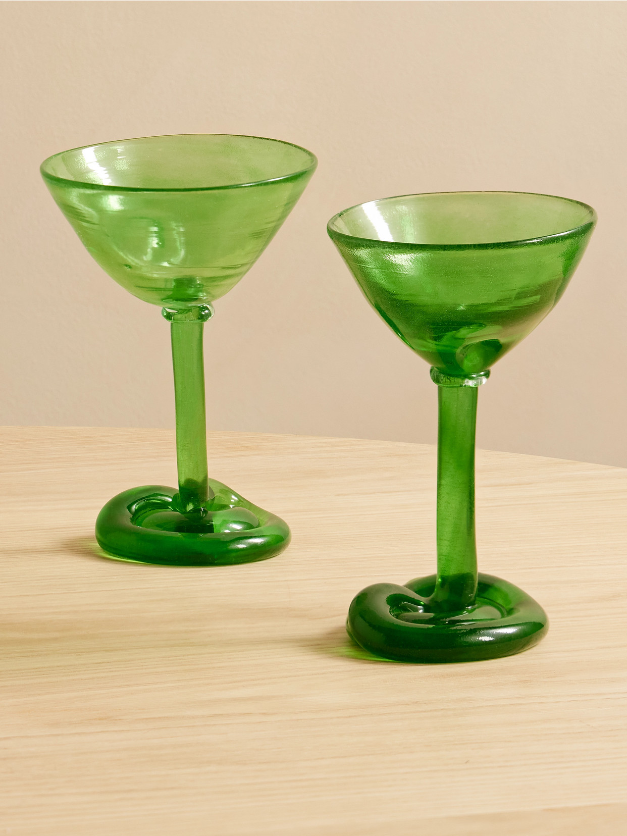 Completedworks Thaw Set Of Two Recycled-glass Martini Glasses In Green