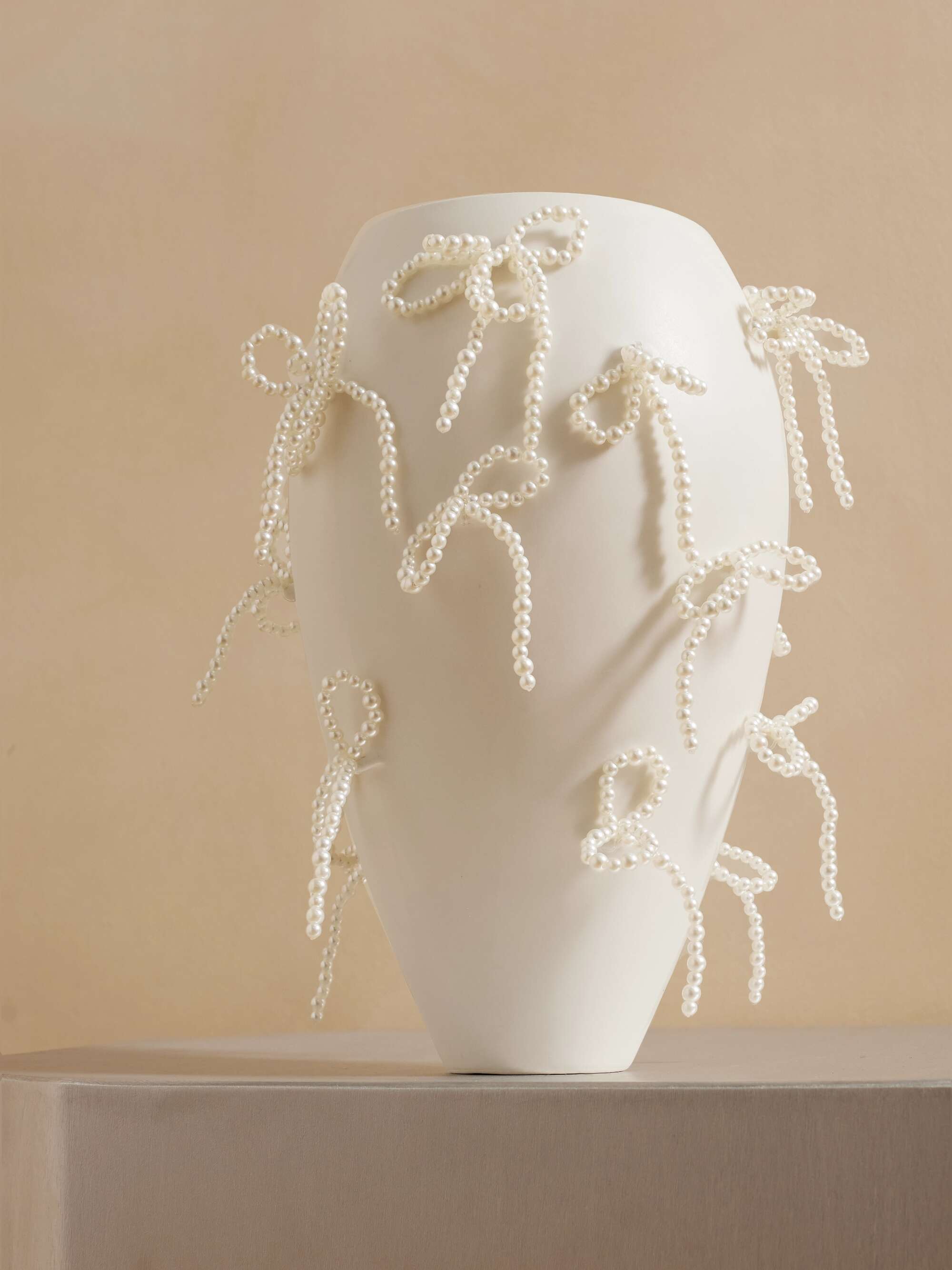 COMPLETEDWORKS Large faux pearl-embellished ceramic vase