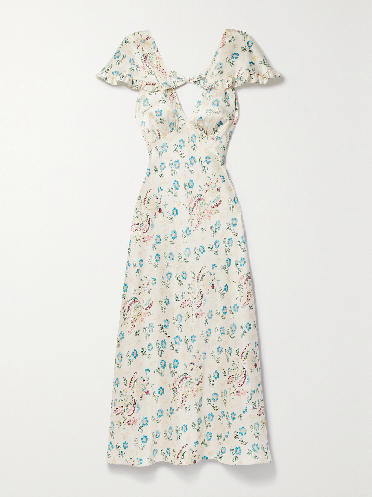 DÔEN - Eldora Ruffled Floral-print Silk-satin Maxi Dress - Ivory