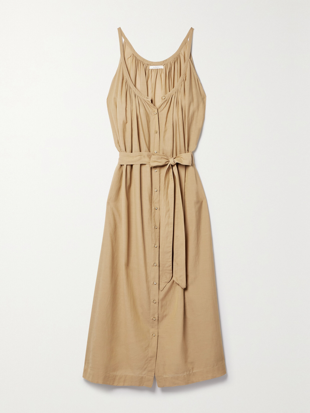 DÔEN - Nevita Belted Organic Cotton-blend Voile Maxi Dress - Neutrals