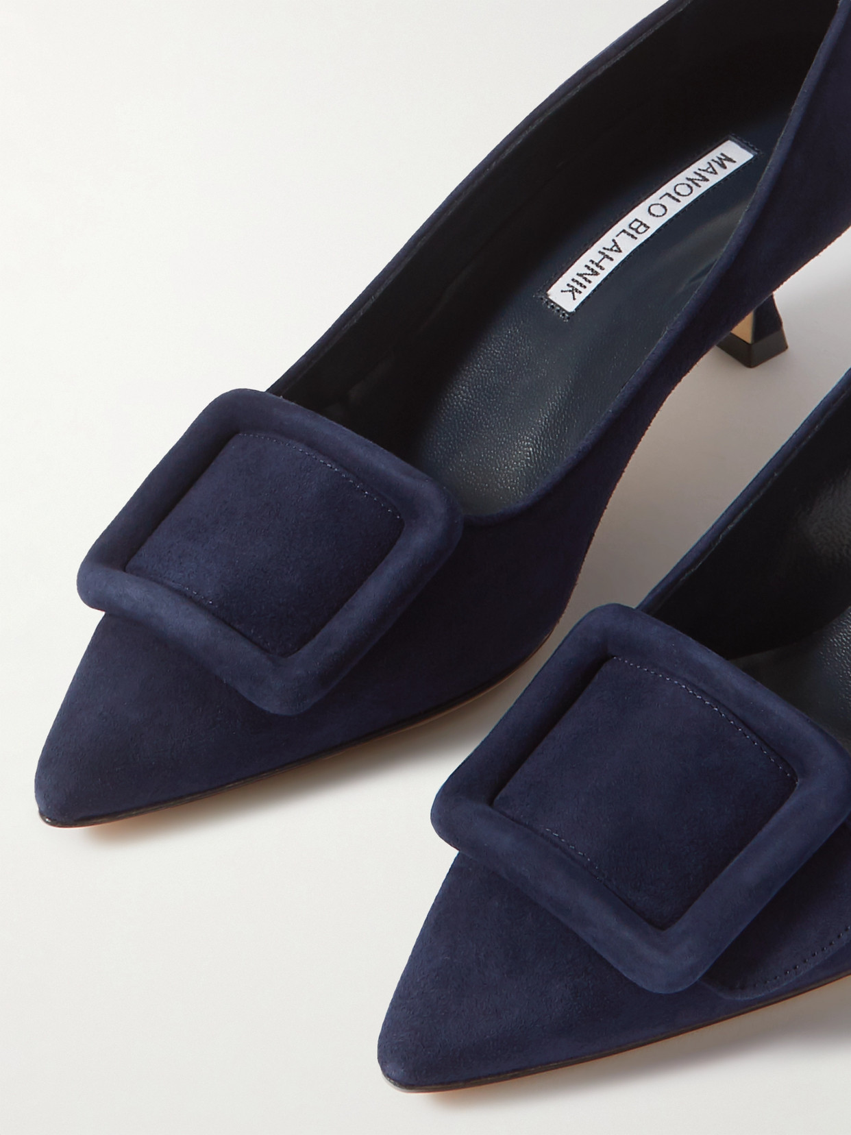 Shop Manolo Blahnik Maysale 50 Buckled Suede Pumps In Blue