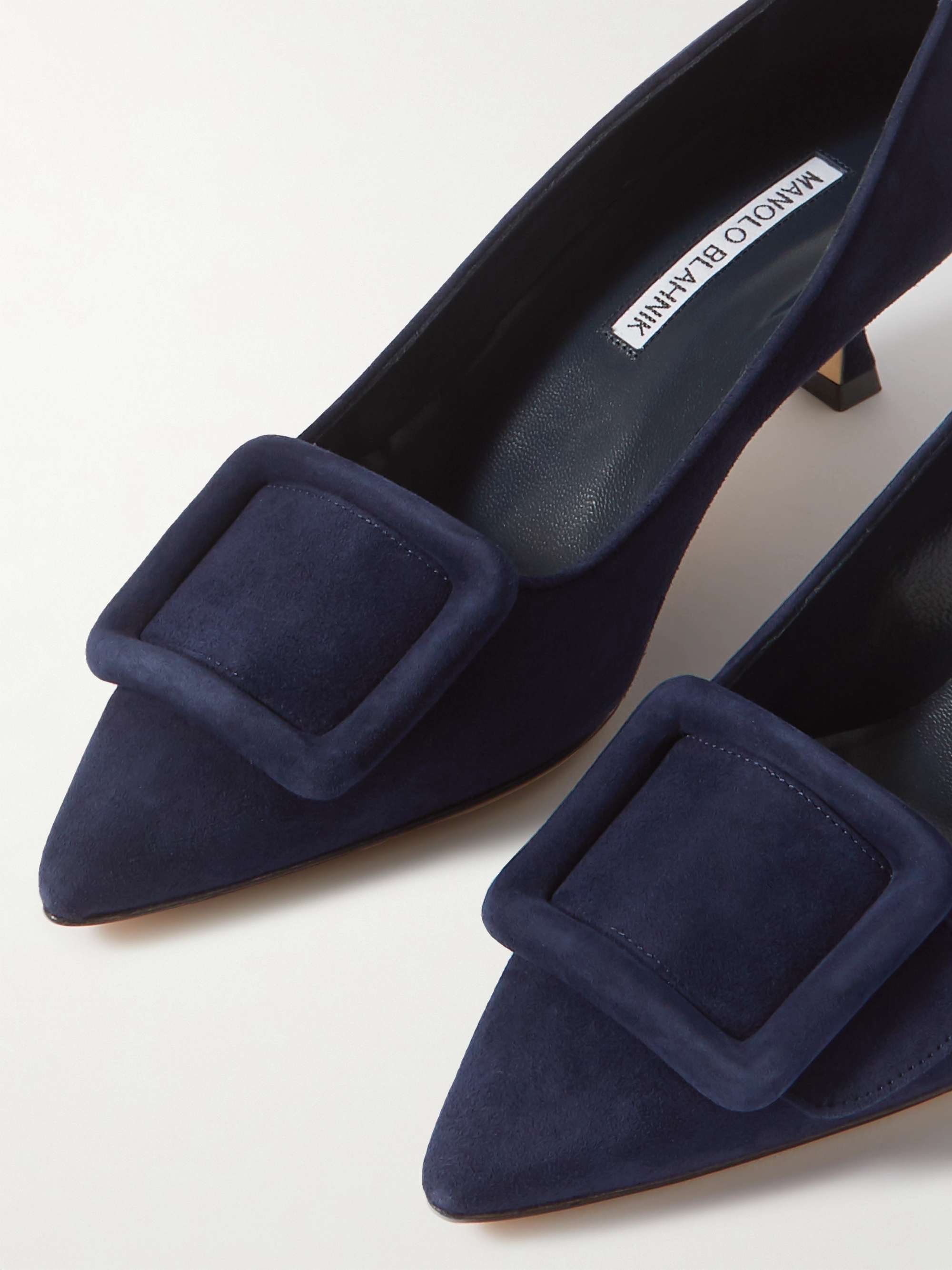 MANOLO BLAHNIK Maysale 50 buckled suede pumps | NET-A-PORTER