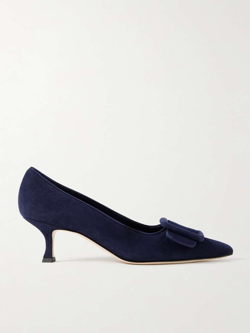 Manolo Blahnik Maysale 50 Buckled Suede Pumps