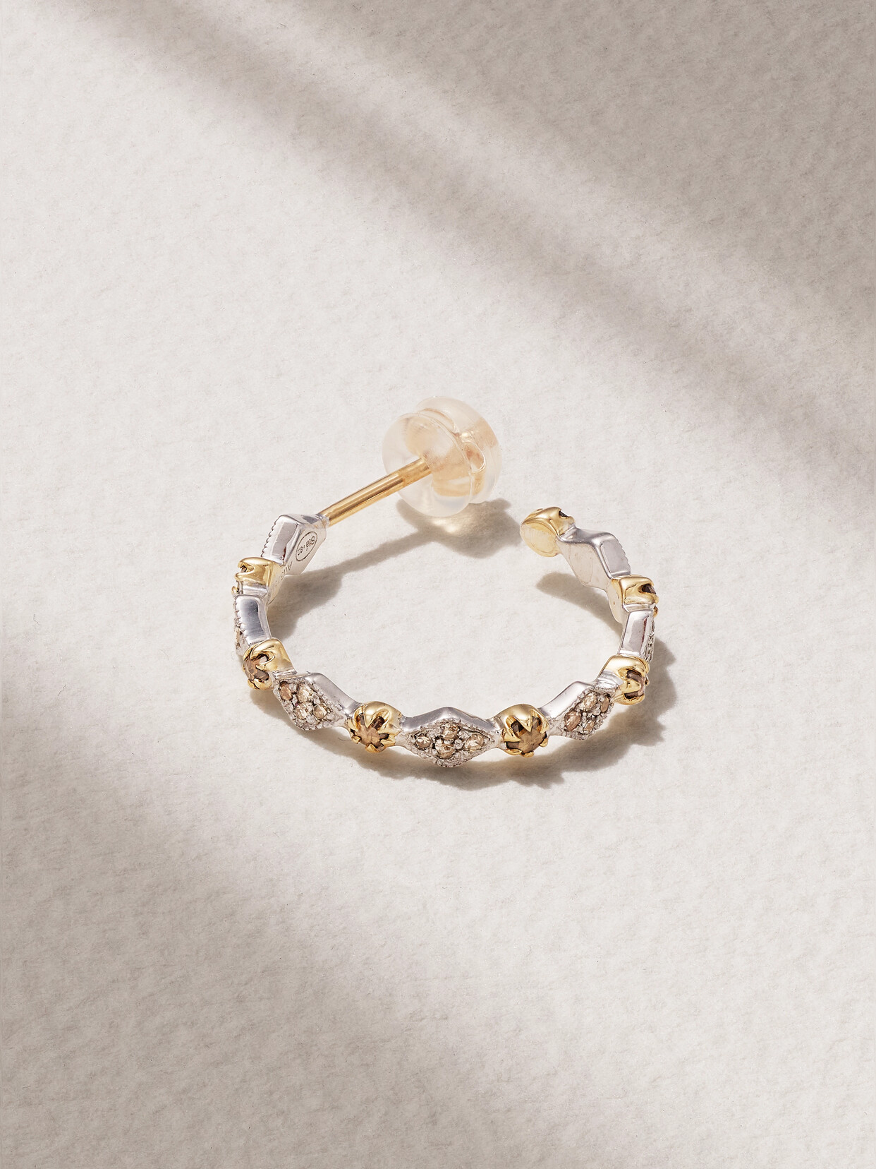Pascale Monvoisin - Ava 9-karat Gold, Sterling Silver And Diamond Single Hoop Earring - One size
