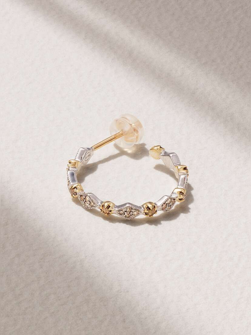 Pascale Monvoisin Ava 9-karat Gold, Sterling Silver And Diamond Single Hoop Earring