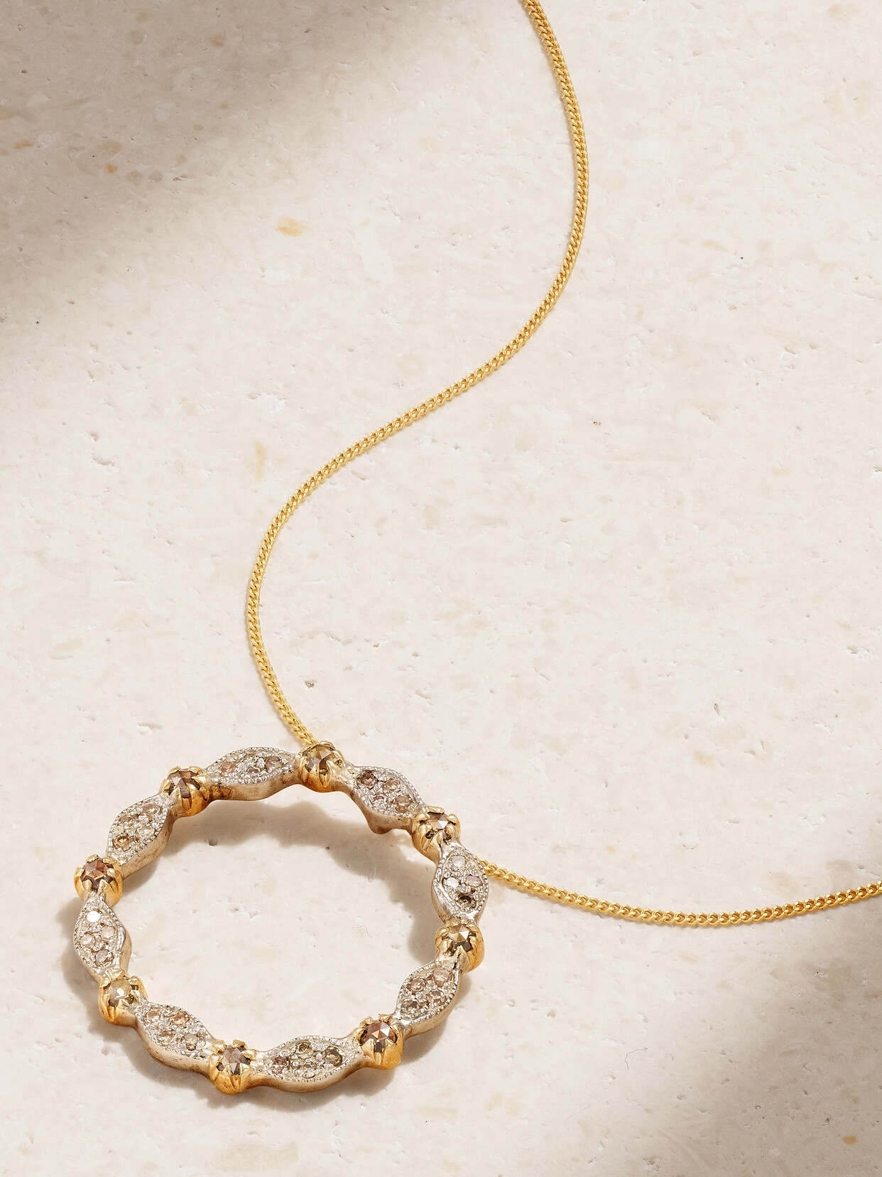 Pascale Monvoisin Ava N°2 9-karat Gold, Sterling Silver And Diamond Necklace