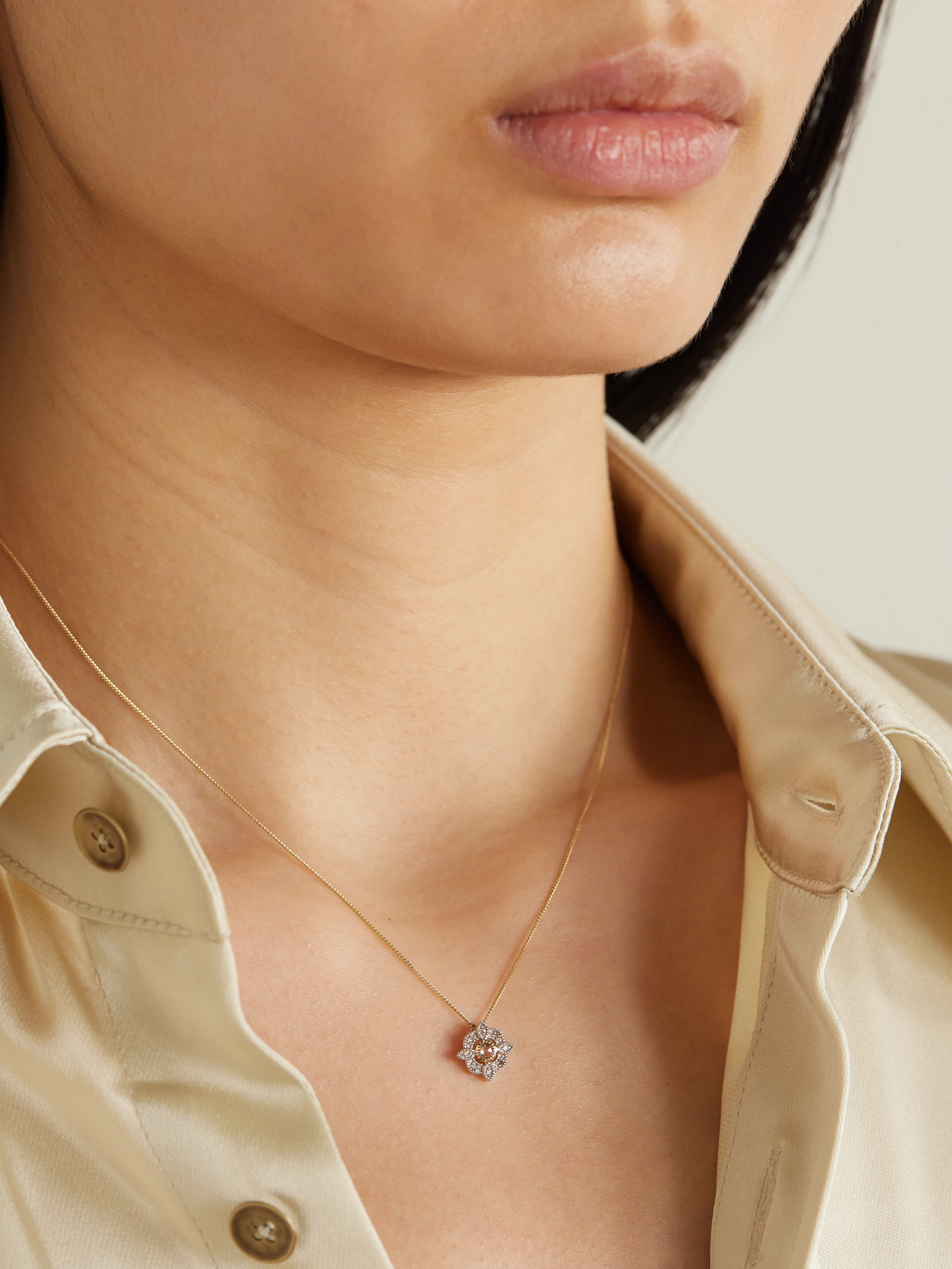 Pascale Monvoisin Bettina 9-karat Gold, Sterling Silver And Diamond Necklace In Gold