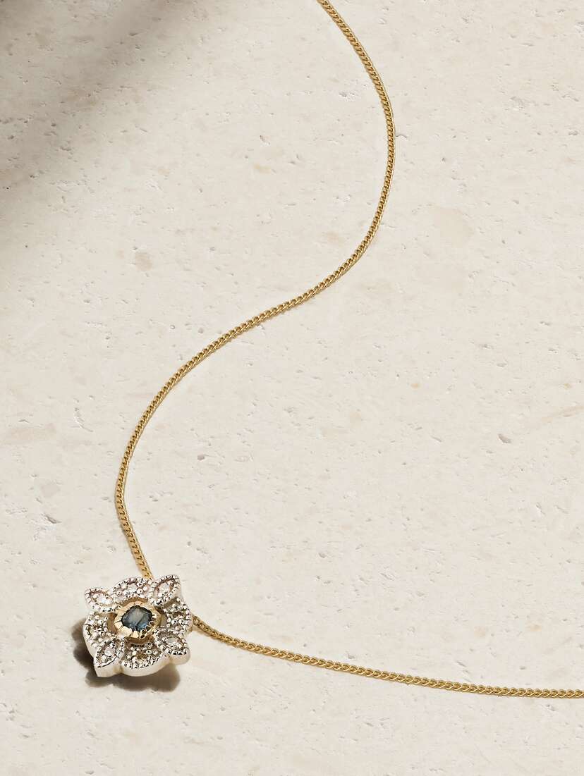 Pascale Monvoisin Bettina 9-karat Gold, Sterling Silver, Diamond And Topaz Necklace