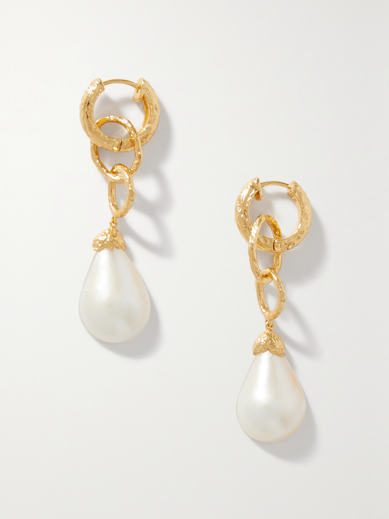 Pacharee - Prado Gold Vermeil Pearl Hoop Earrings - White