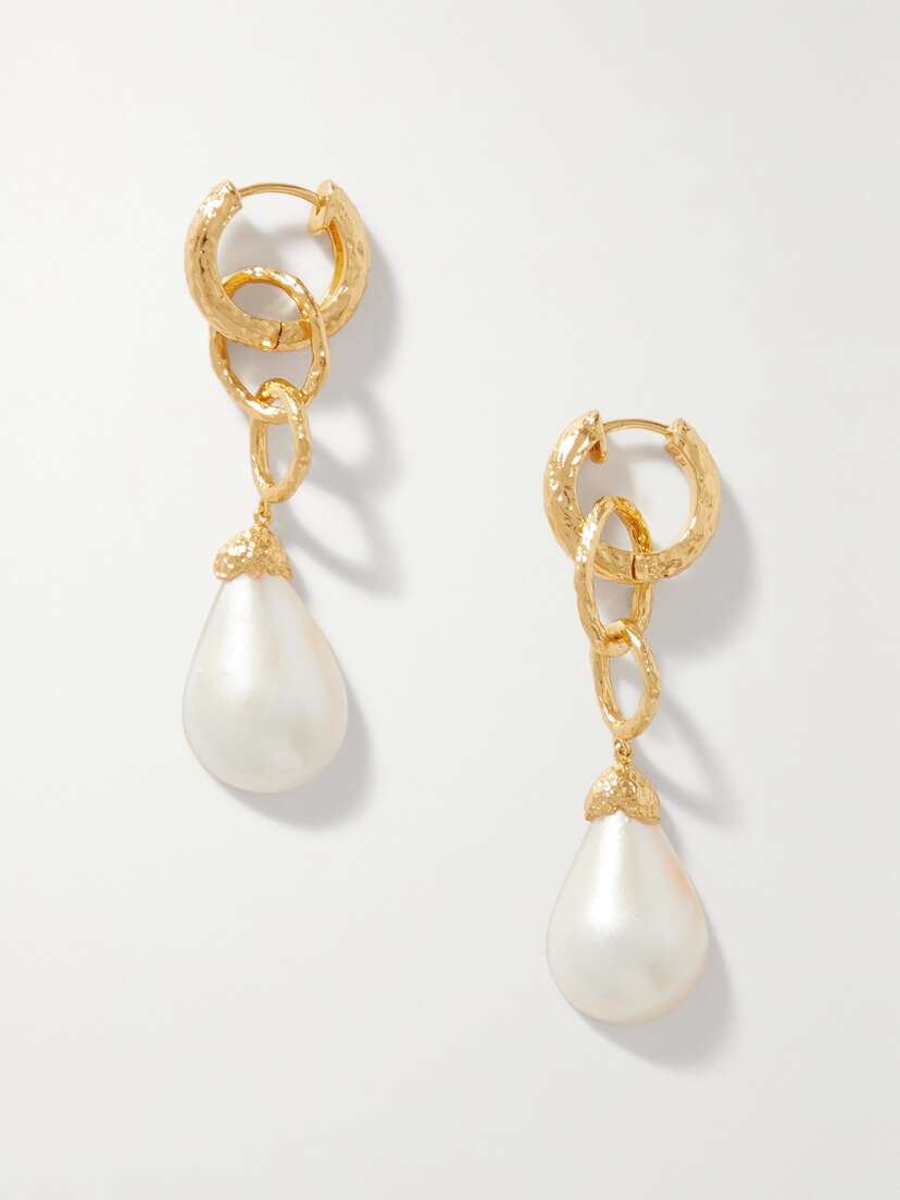 Pacharee Prado Gold Vermeil Pearl Hoop Earrings