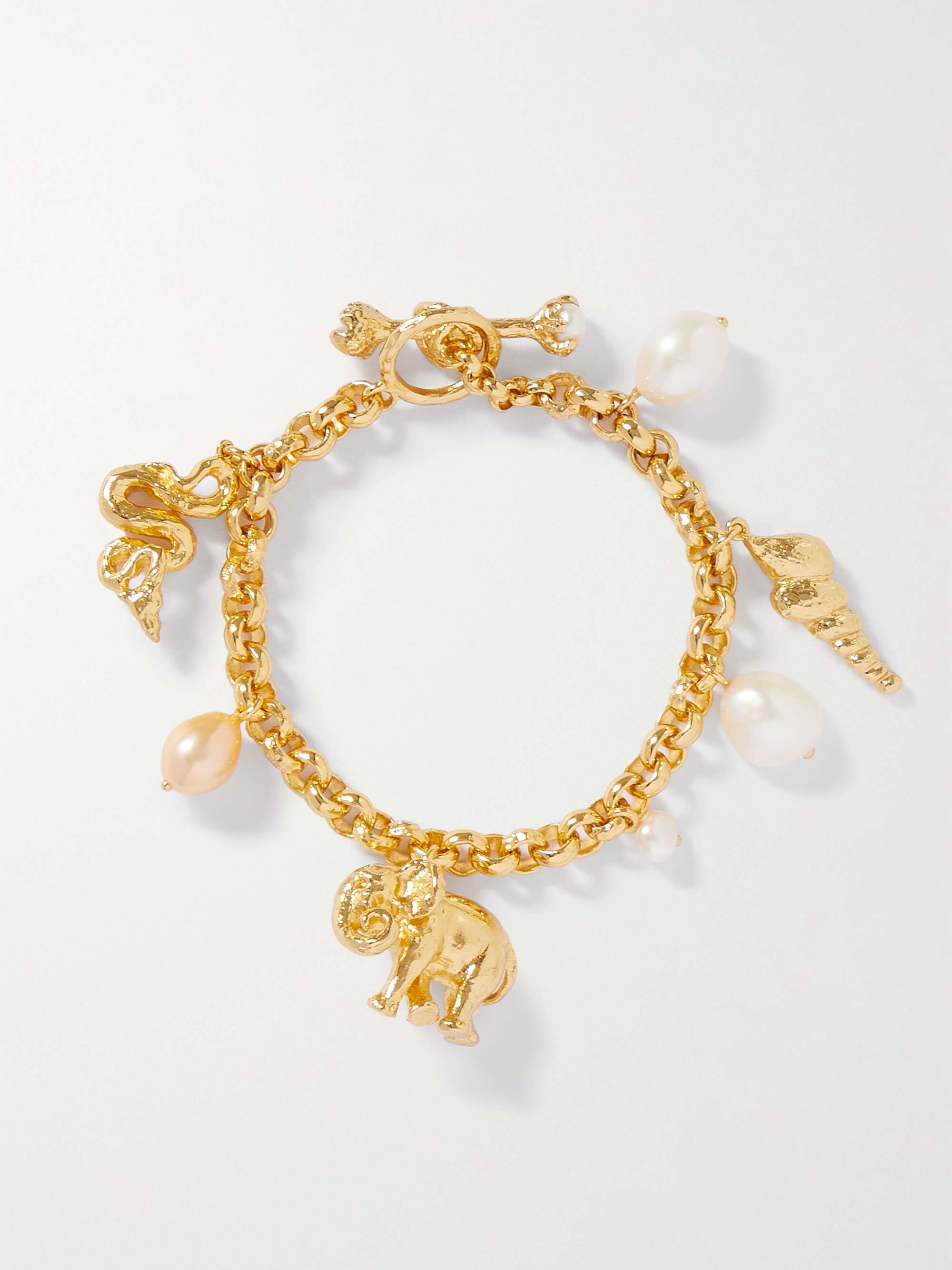 PACHAREE Spirit Animal gold-plated pearl charm bracelet