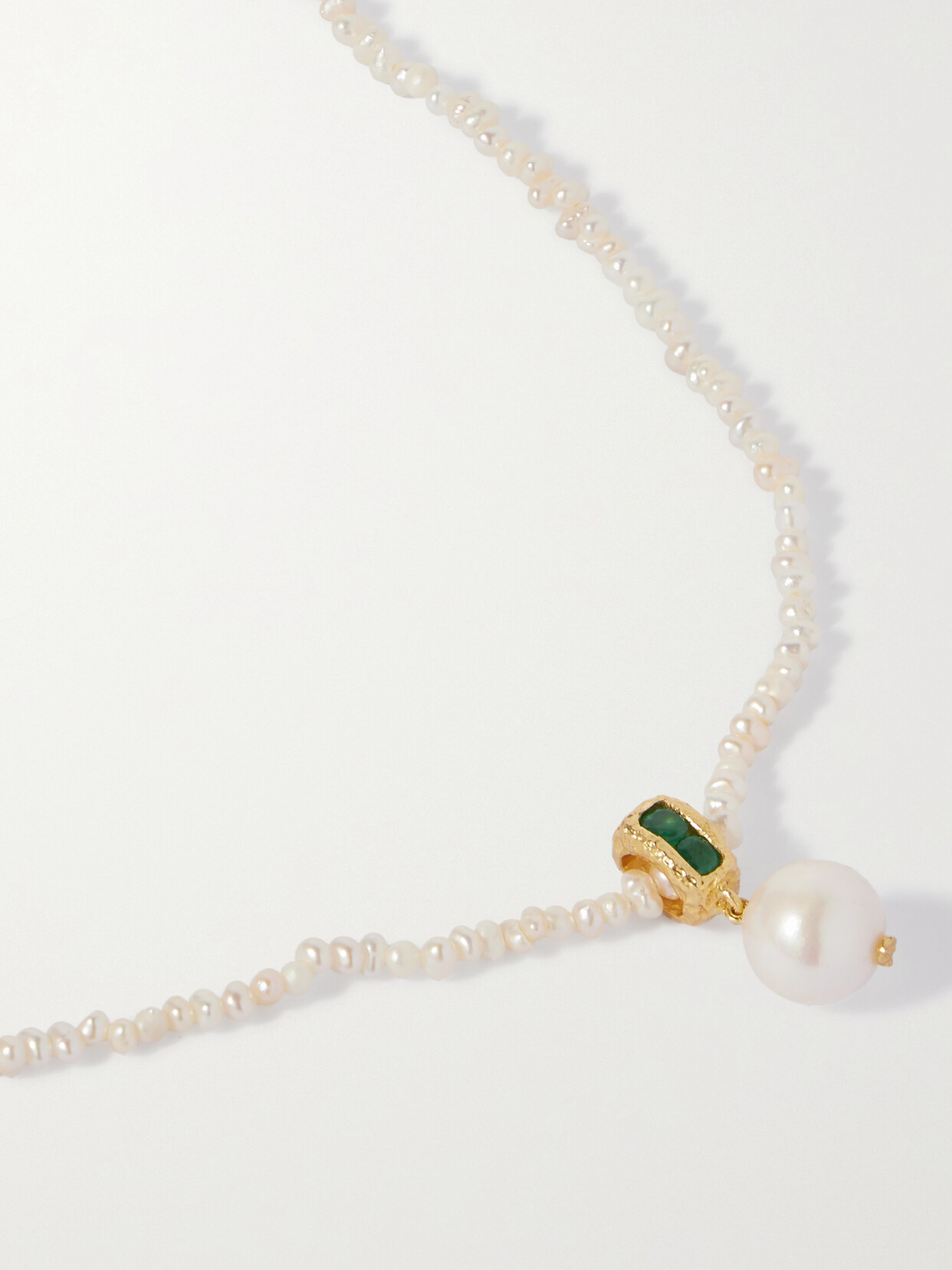 Pacharee Prado Gold Vermeil, Pearl And Emerald Necklace In White