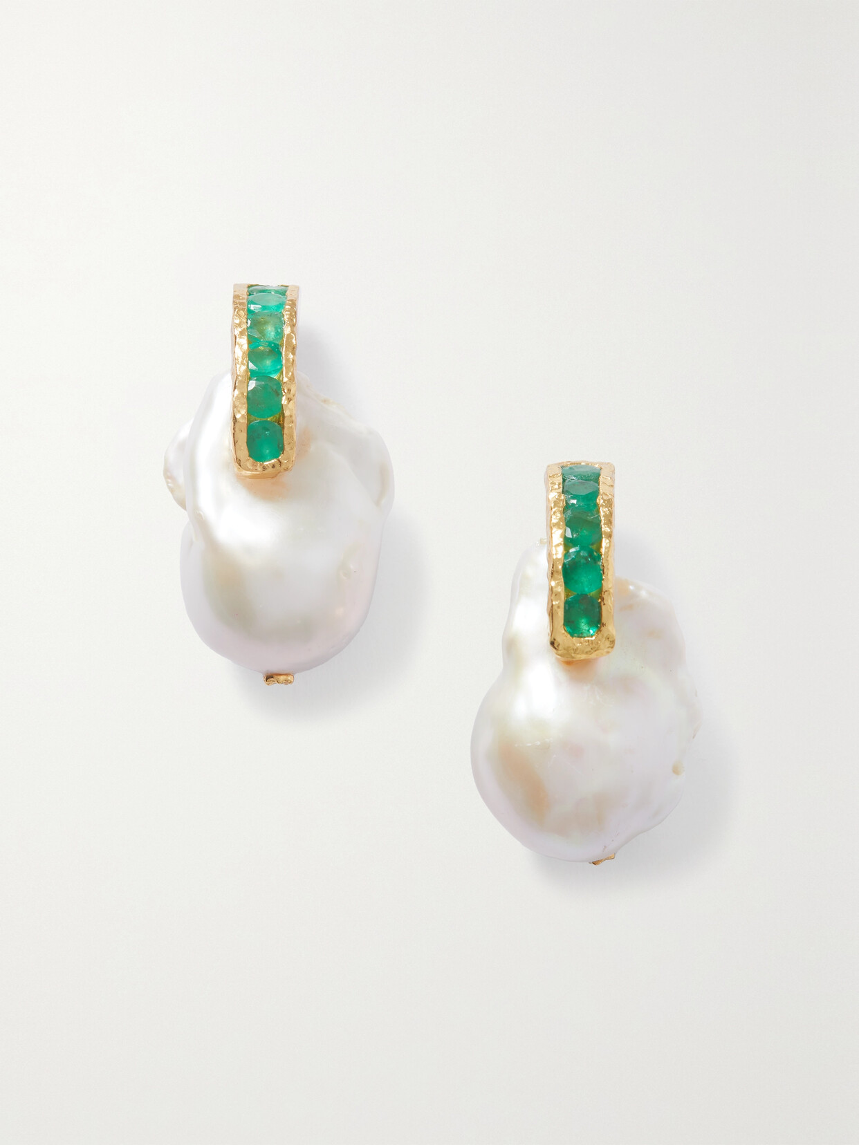 Pacharee Prado Gold-plated, Pearl And Emerald Earrings In White