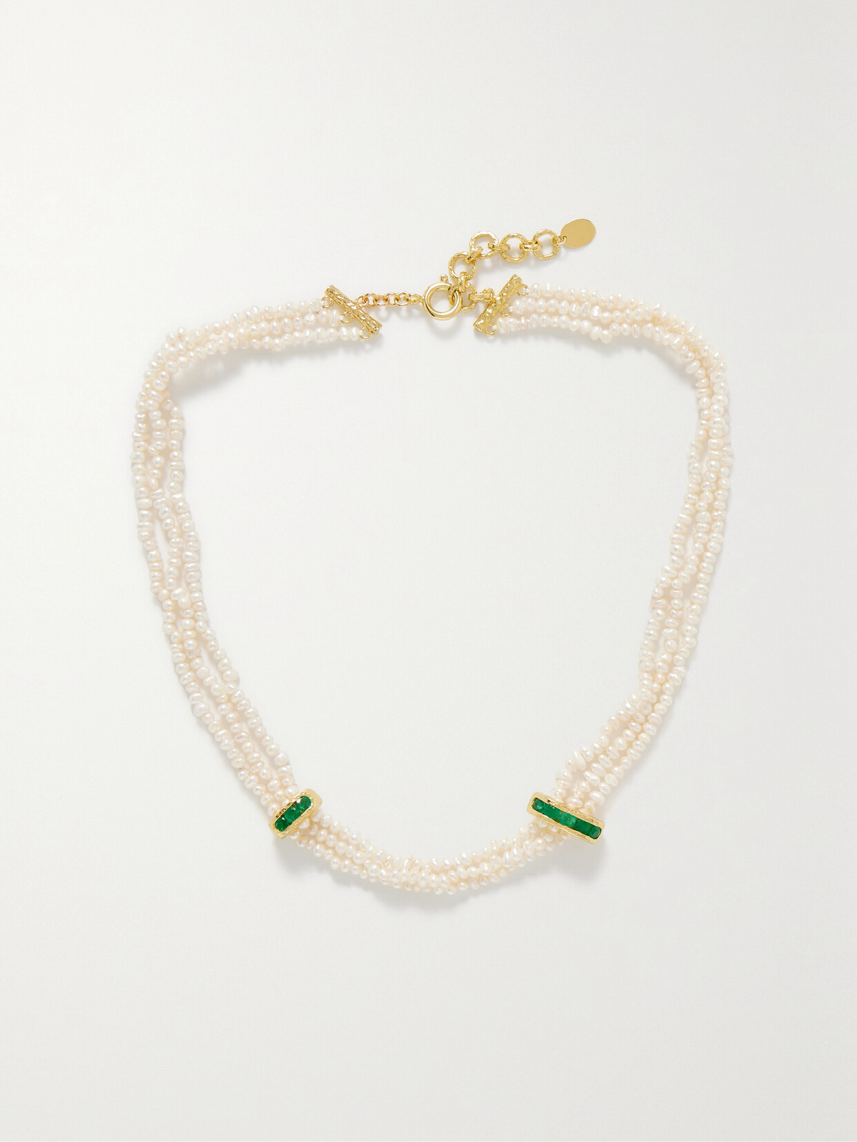 Pacharee Prado Gold-plated, Pearl And Emerald Choker
