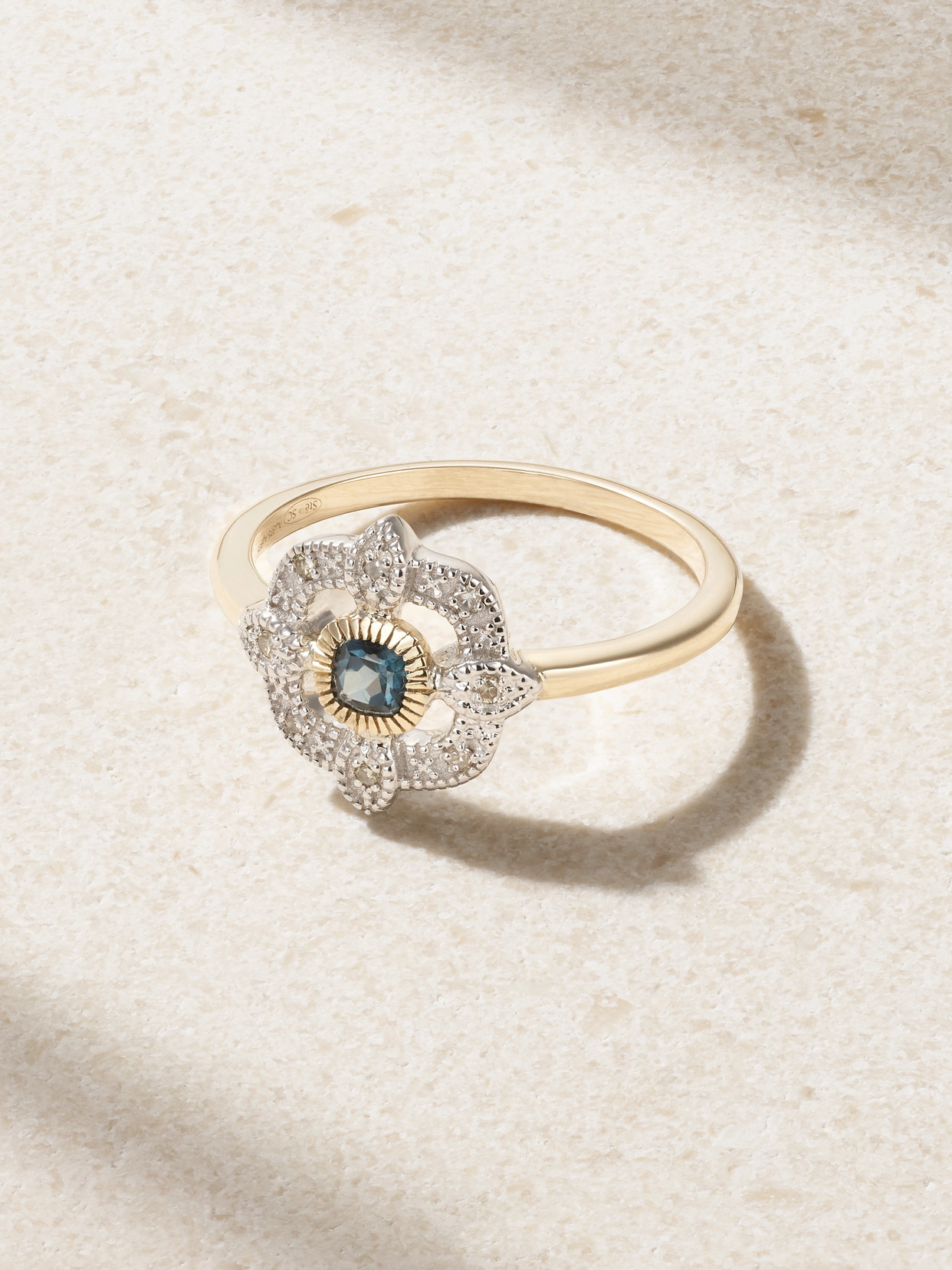 Pascale Monvoisin Bettina 9-karat Gold, Sterling Silver, Diamond And Topaz Ring - 7