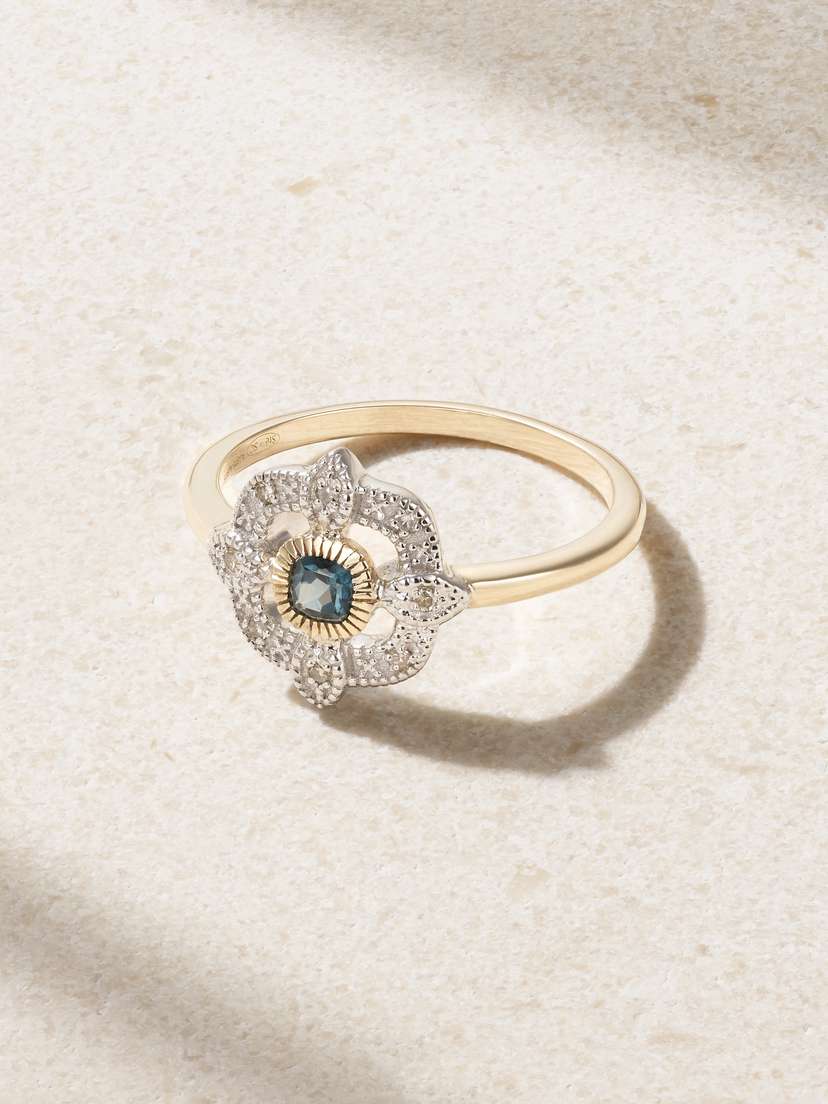 Pascale Monvoisin Bettina 9-karat Gold, Sterling Silver, Diamond And Topaz Ring