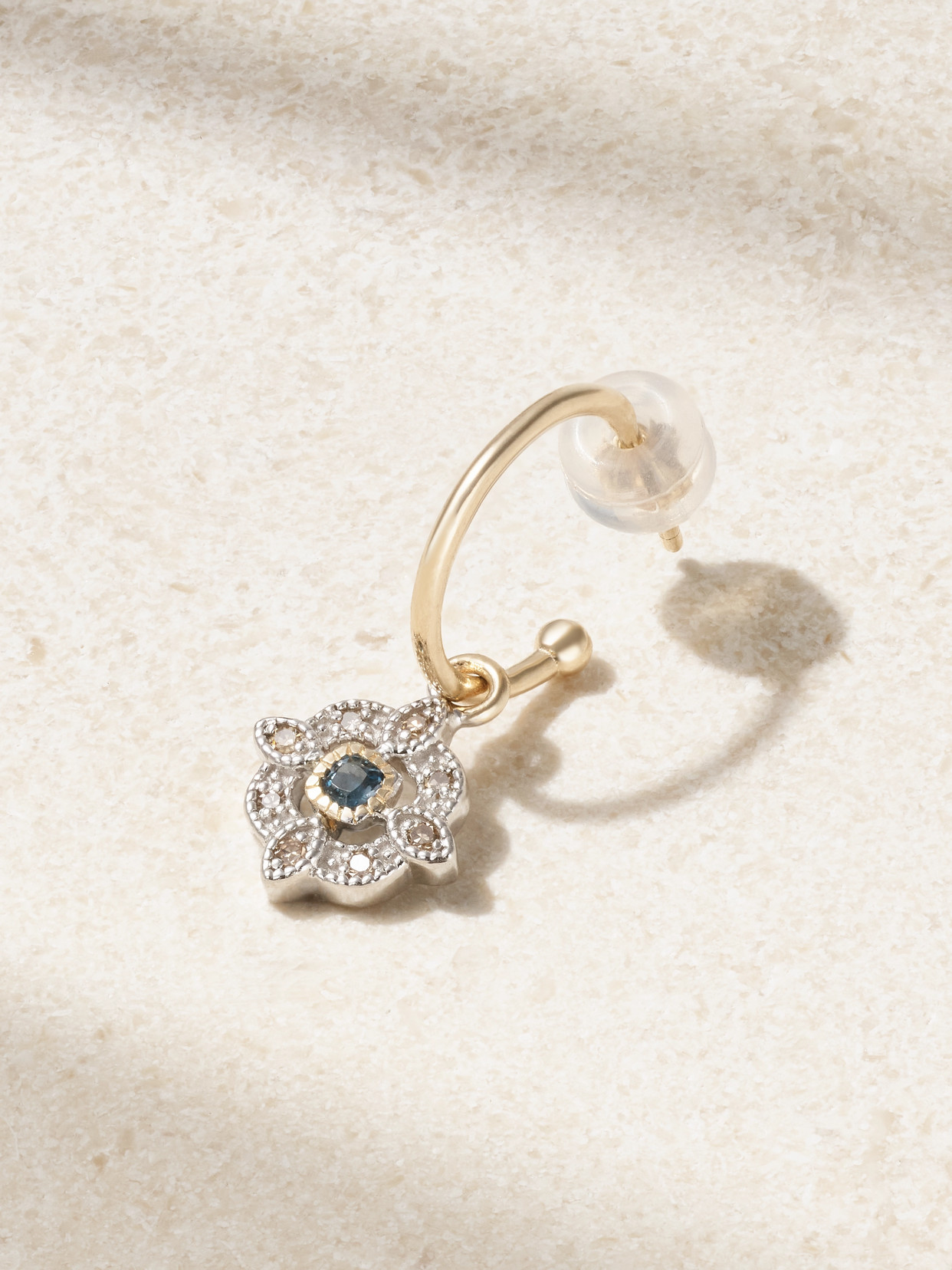 Pascale Monvoisin - Bettina 9-karat Gold, Sterling Silver, Diamond And Topaz Single Hoop Earring - One size