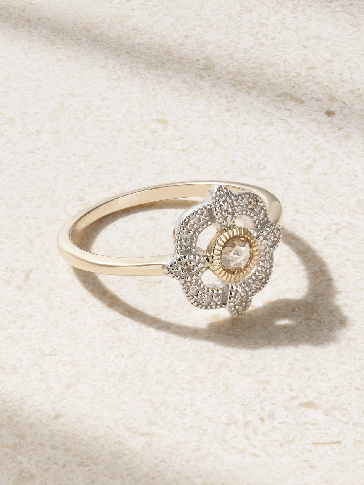 Pascale Monvoisin Bettina 9-karat Gold And Sterling Silver Diamond Ring