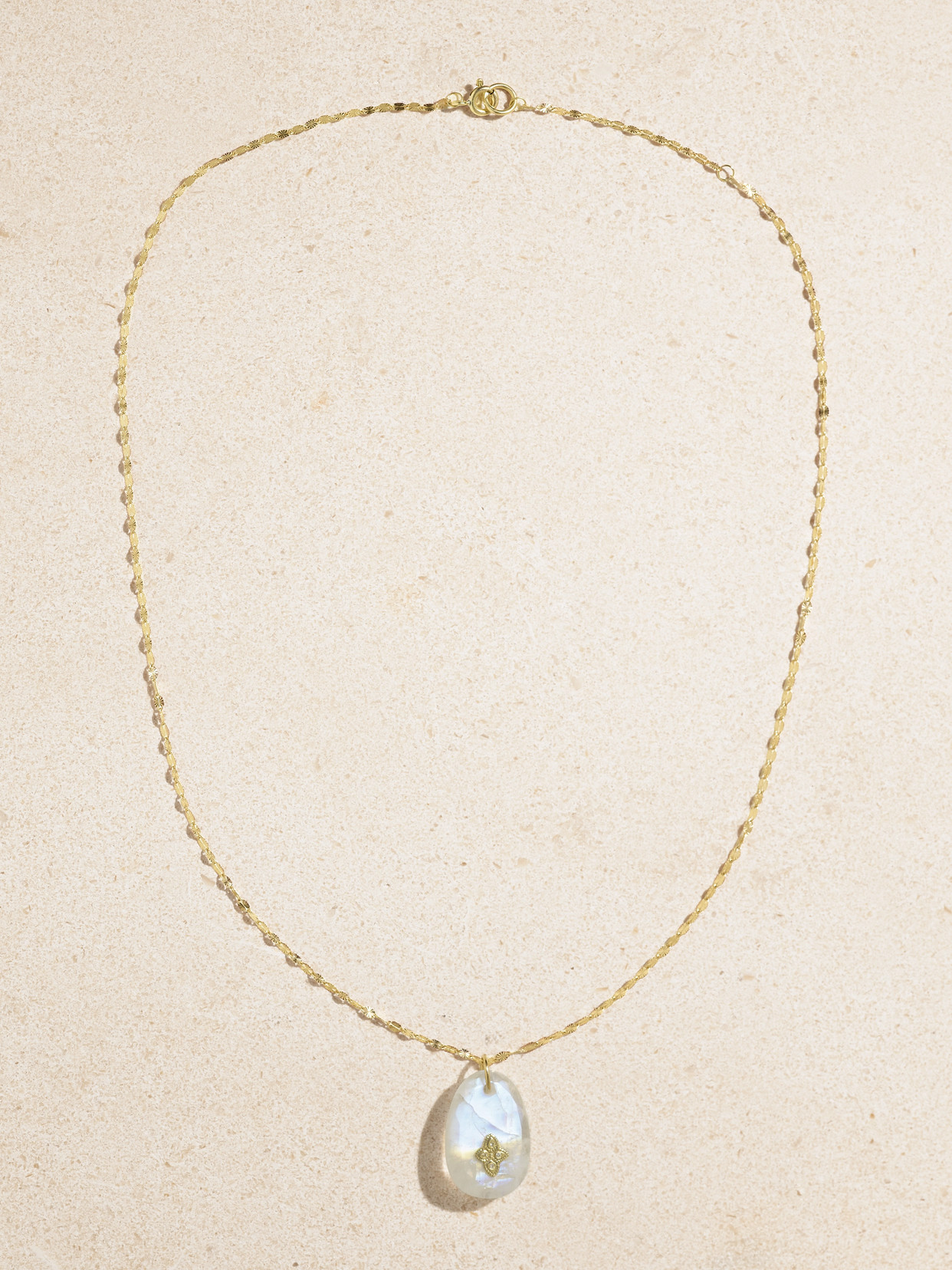 Pascale Monvoisin Gaia N°1 Collier 9-karat Gold, Moonstone And Diamond Necklace In Gold