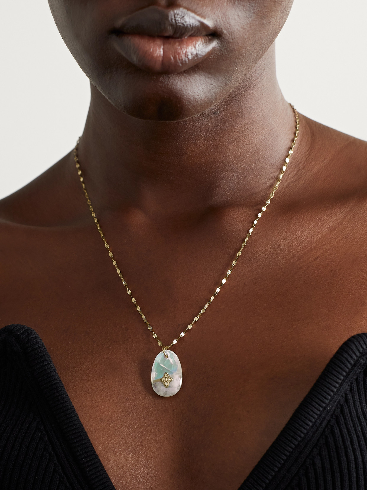 Pascale Monvoisin Gaia N°1 Collier 9-karat Gold, Moonstone And Diamond Necklace In Gold