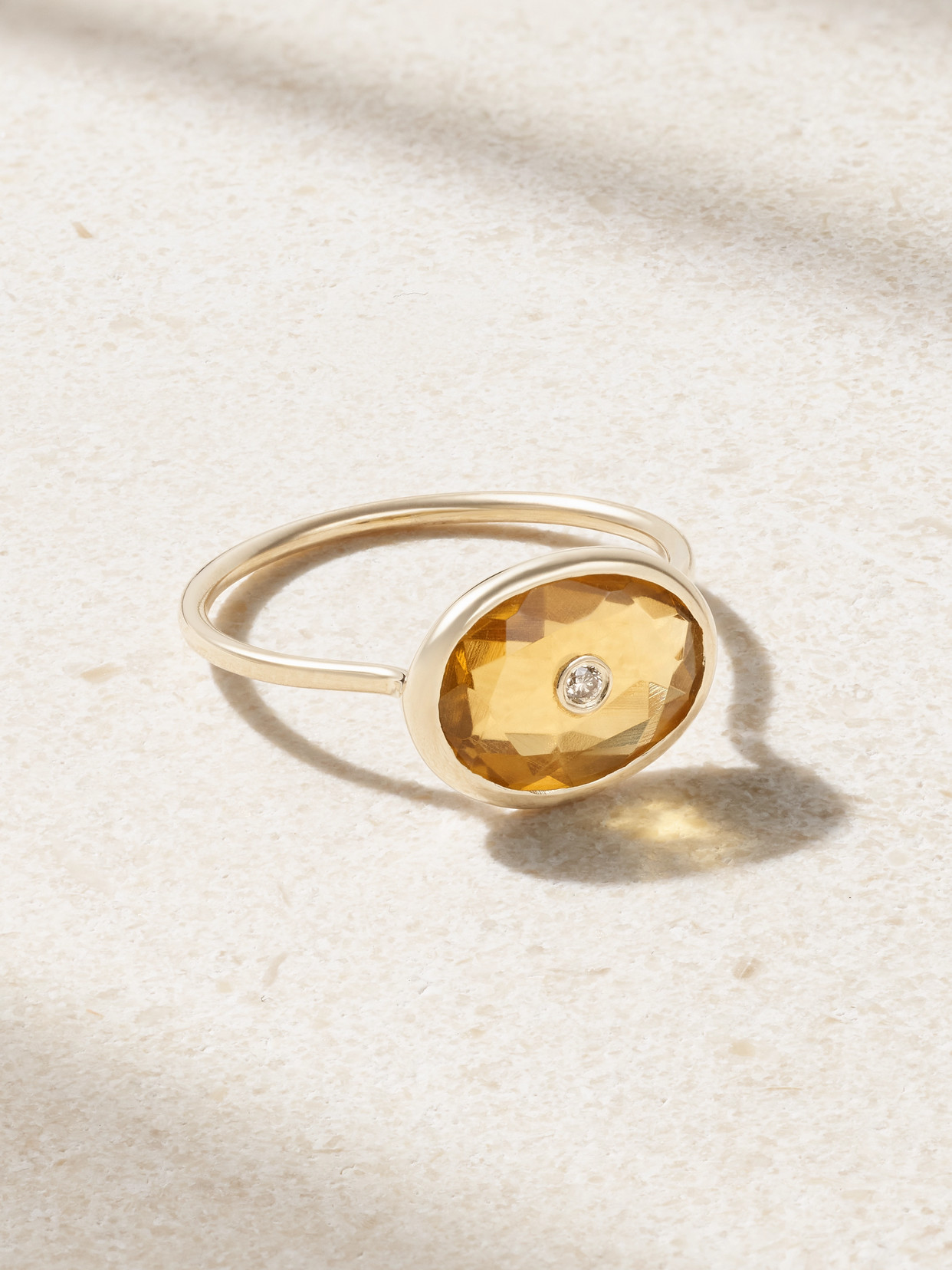 Pascale Monvoisin Orso 9-karat Gold, Honey Quartz And Diamond Ring