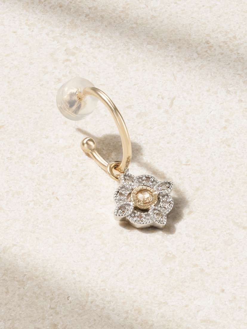 Pascale Monvoisin Bettina 9-karat Gold, Sterling Silver And Diamond Single Hoop Earring