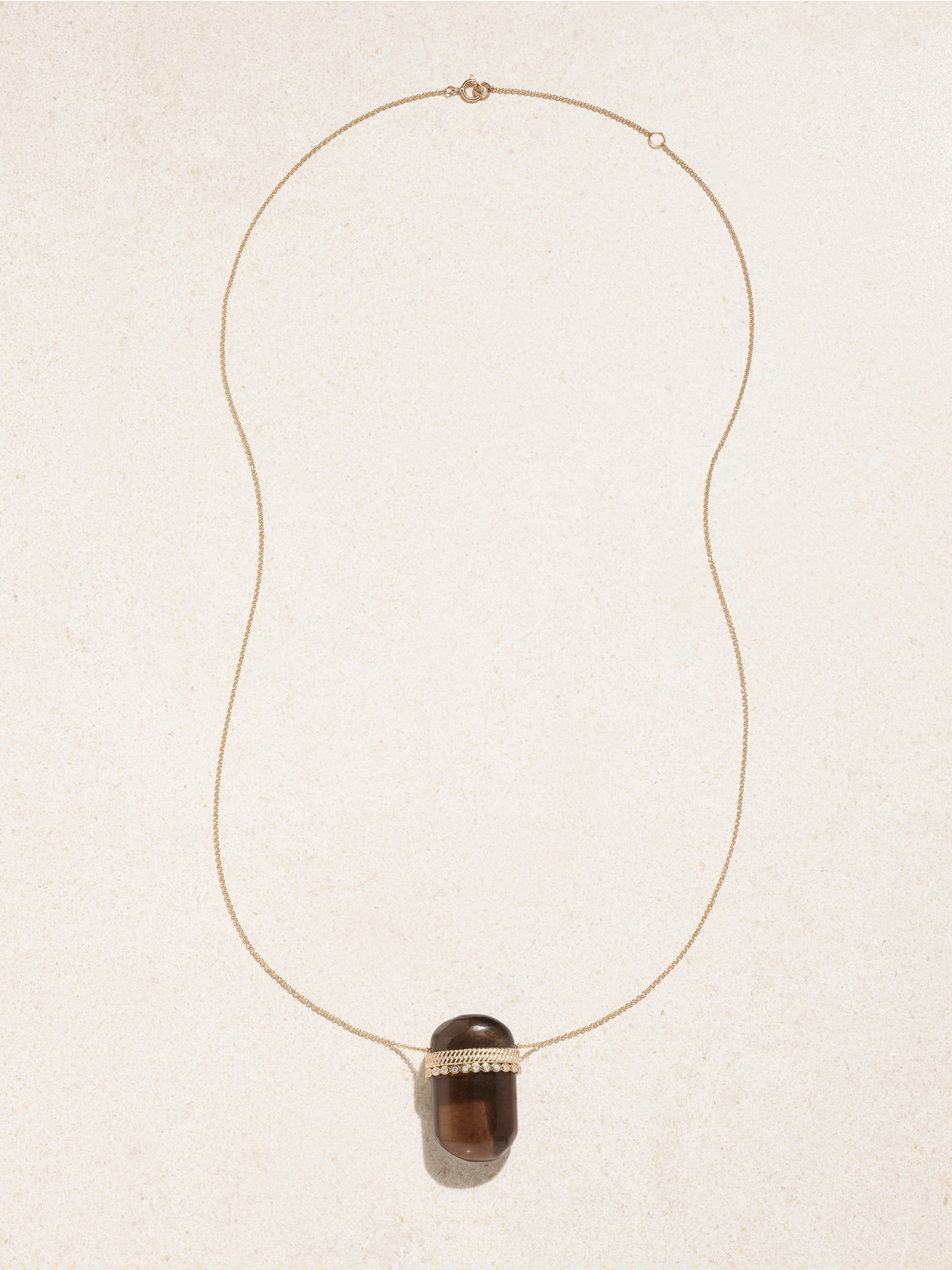 Shop Pascale Monvoisin Jil 9-karat Gold, Smoky Quartz And Diamond Necklace