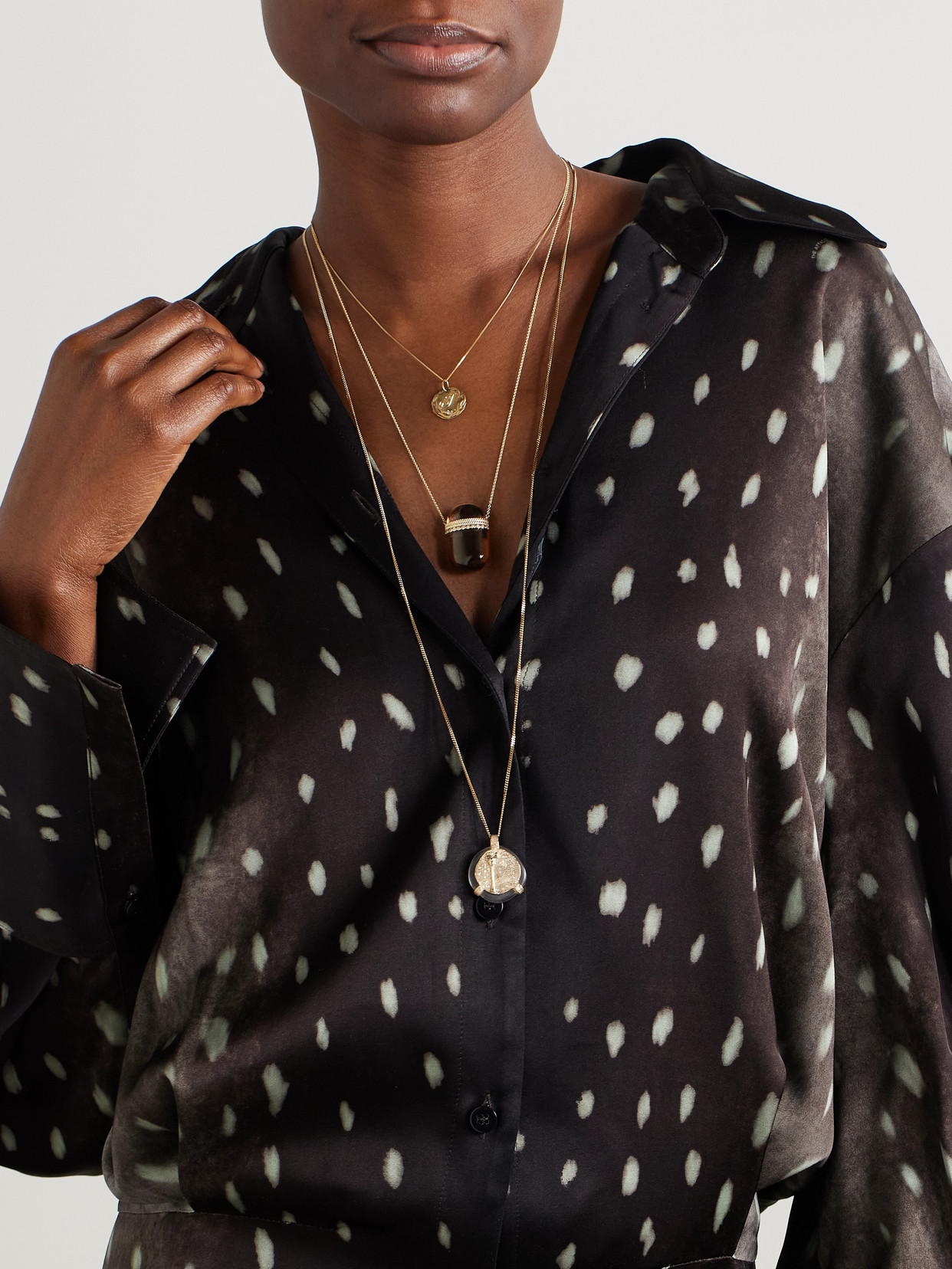 Pascale Monvoisin Jil 9-karat Gold, Smoky Quartz And Diamond Necklace In Gold