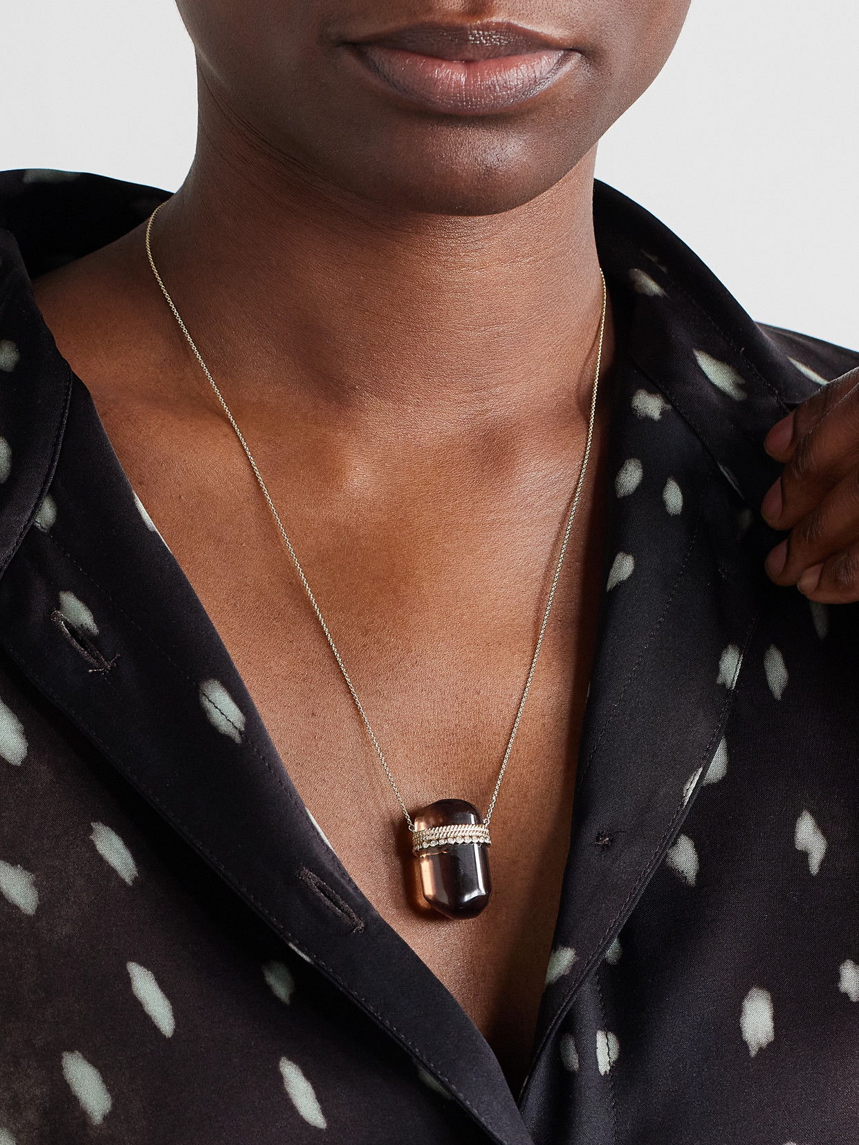 Pascale Monvoisin Jil 9-karat Gold, Smoky Quartz And Diamond Necklace In Gold