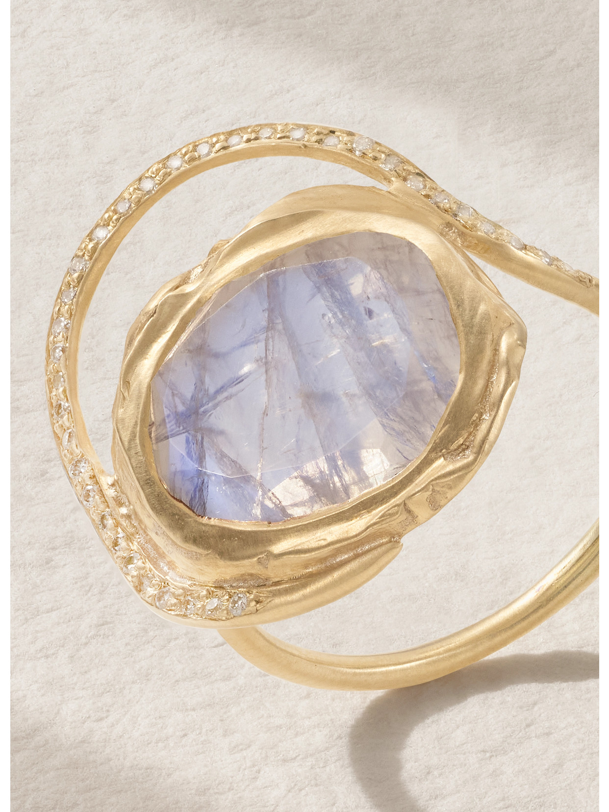 Pascale Monvoisin Gaia 9-karat Gold, Moonstone And Diamond Ring In Gold