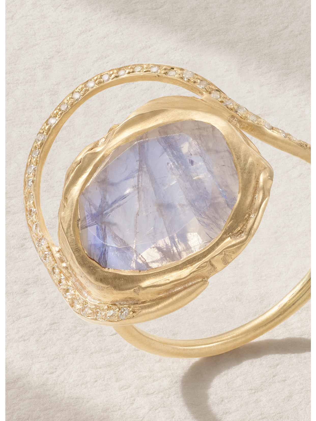 Shop Pascale Monvoisin Gaia 9-karat Gold, Moonstone And Diamond Ring